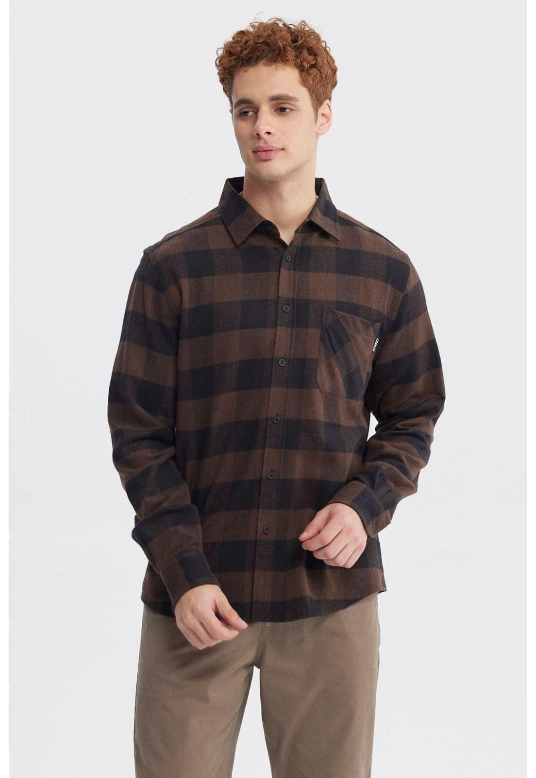 Camisa Hombre Slim Café-0