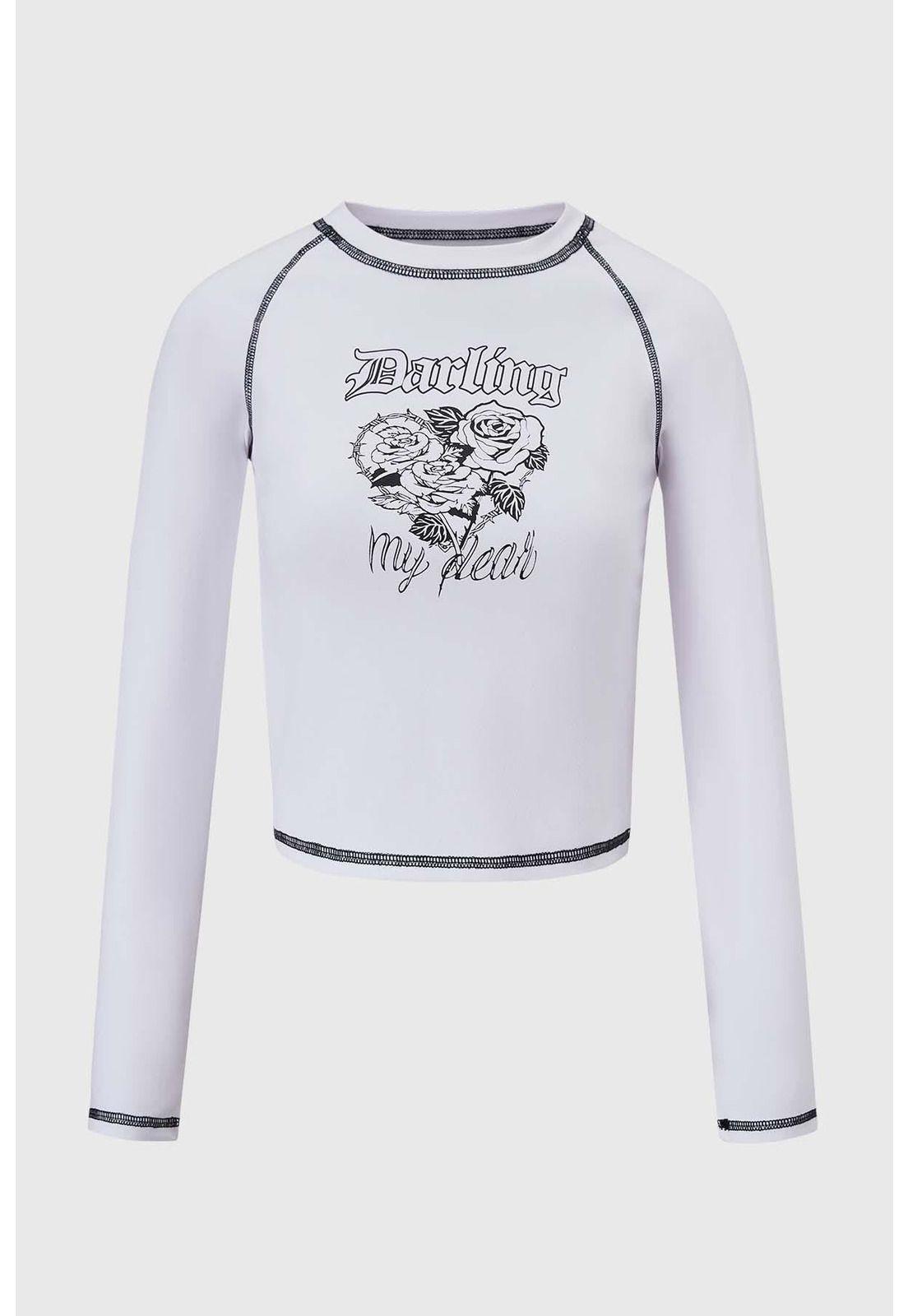 Polera Niña Estampado Blanco-0