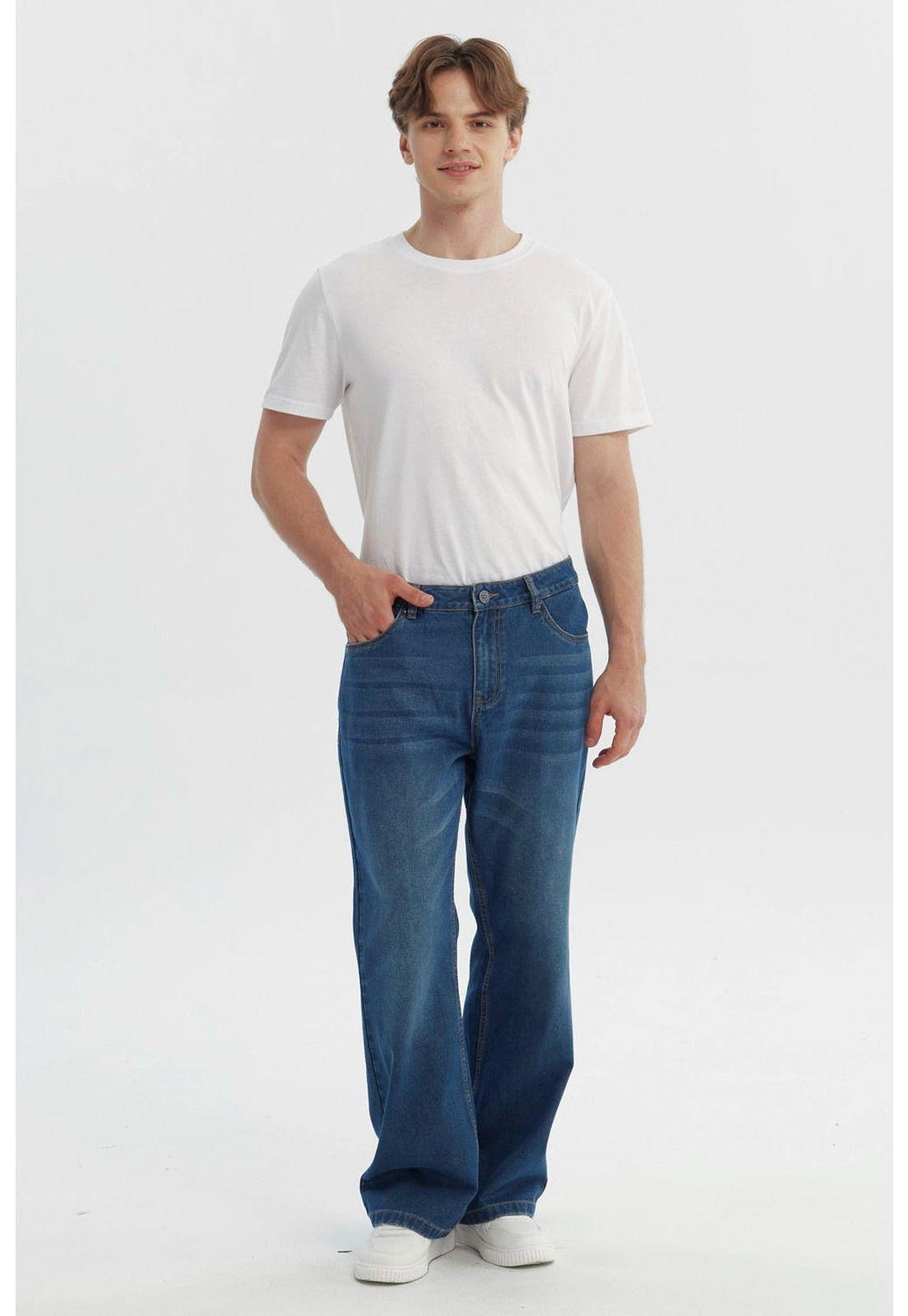 Jeans Hombre Flare Azul-3