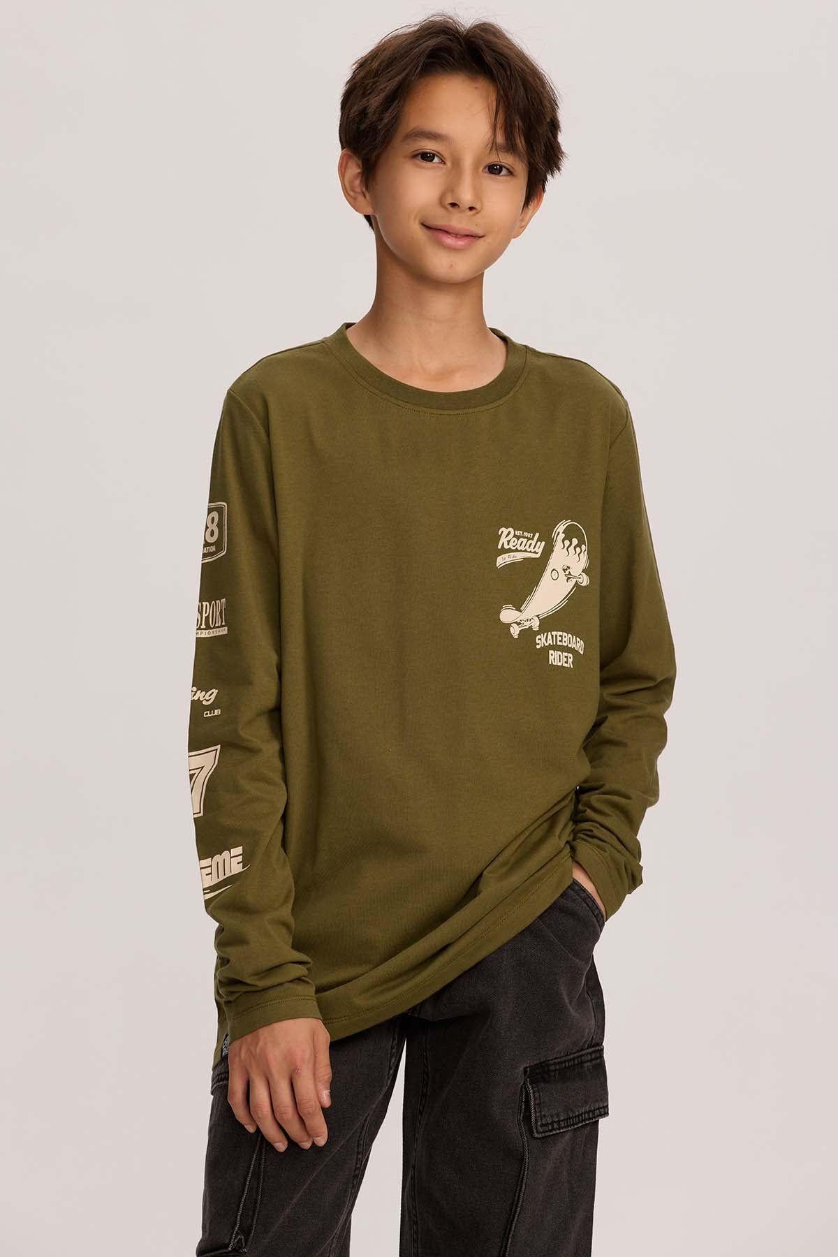 Polera Niño Print Verde-0