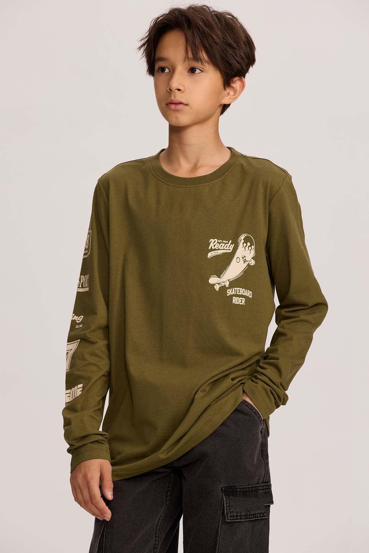 Polera Niño Print Verde-1