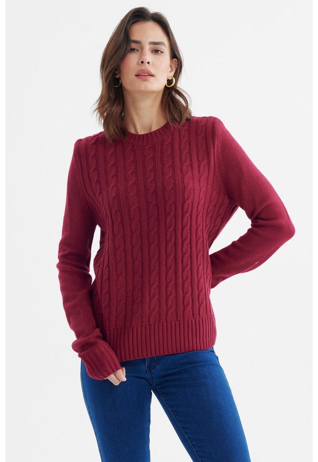 Sweater Mujer Tranzado Rojo-0