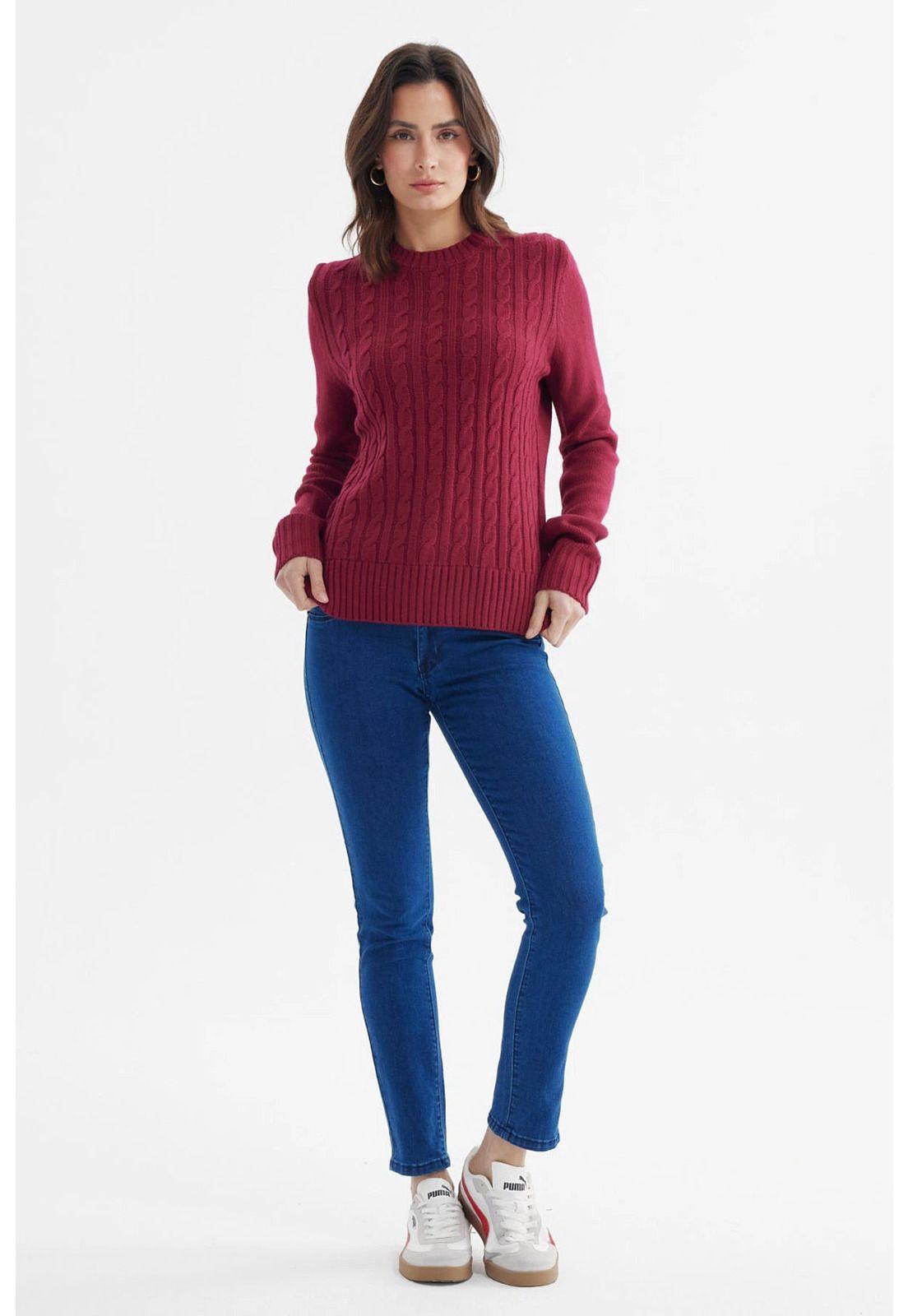 Sweater Mujer Tranzado Rojo-3