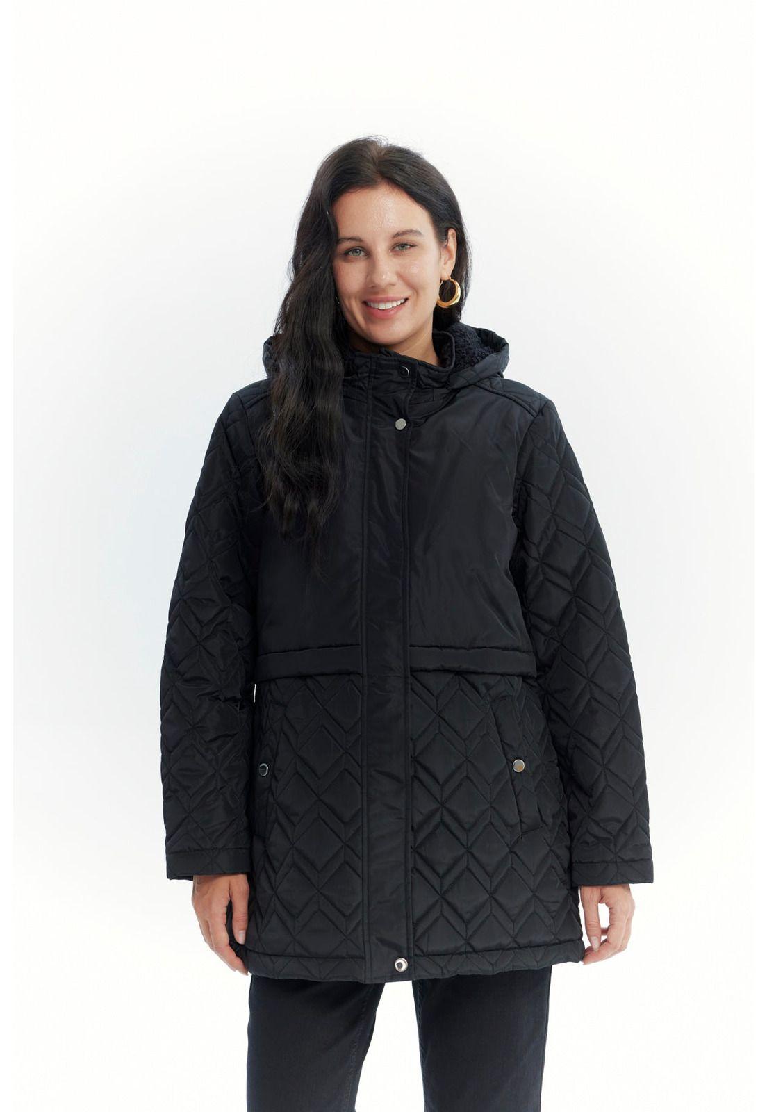 Parka Mujer Slim Negro - Vll-0