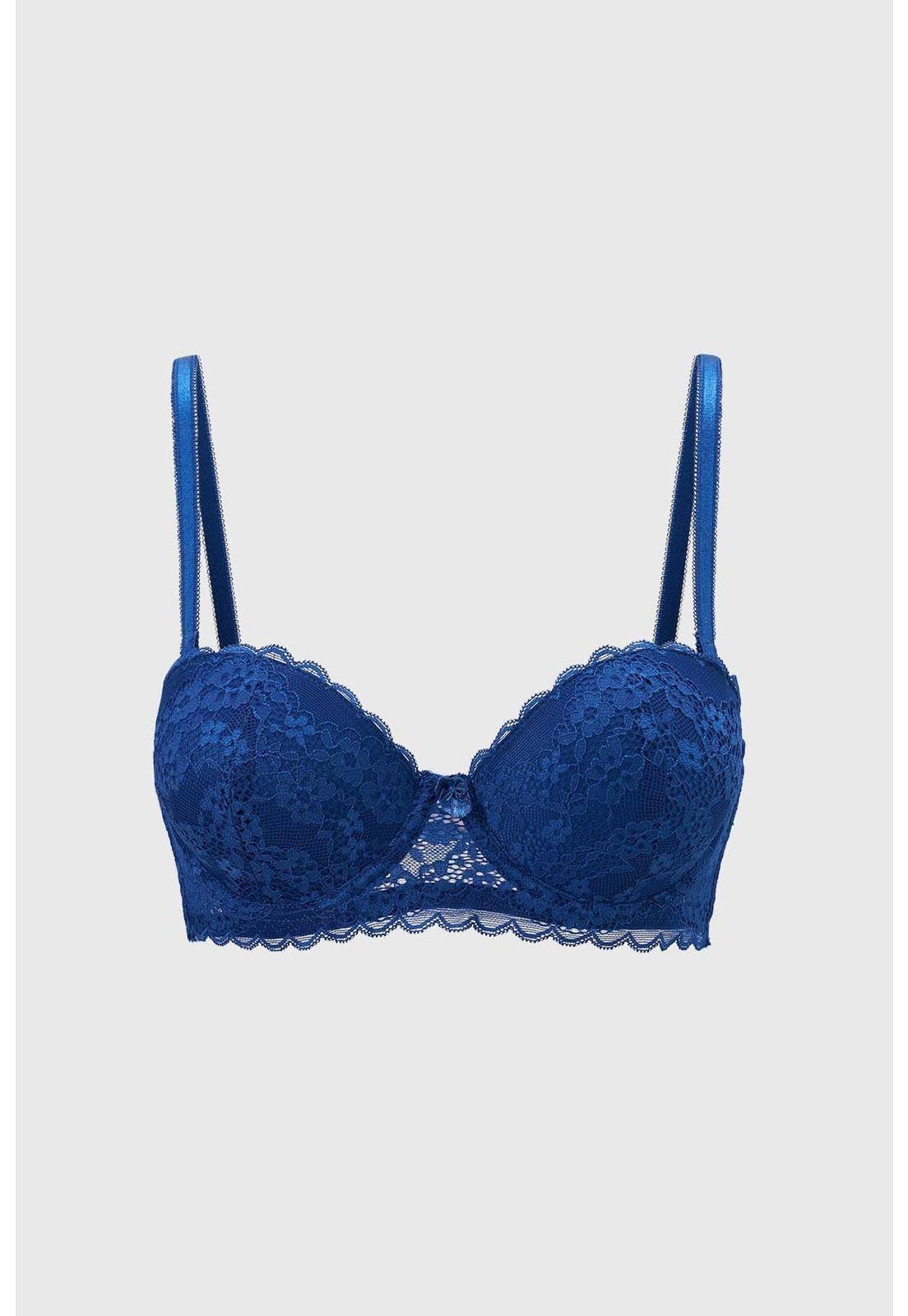 Sostén Mujer Strapless Encaje Azul-0
