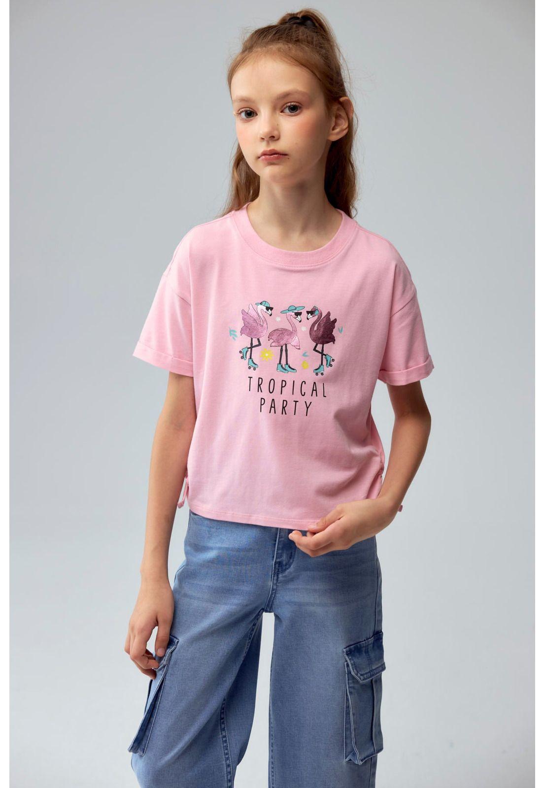 Polera Niña Print Posicional Rosado - ll-0