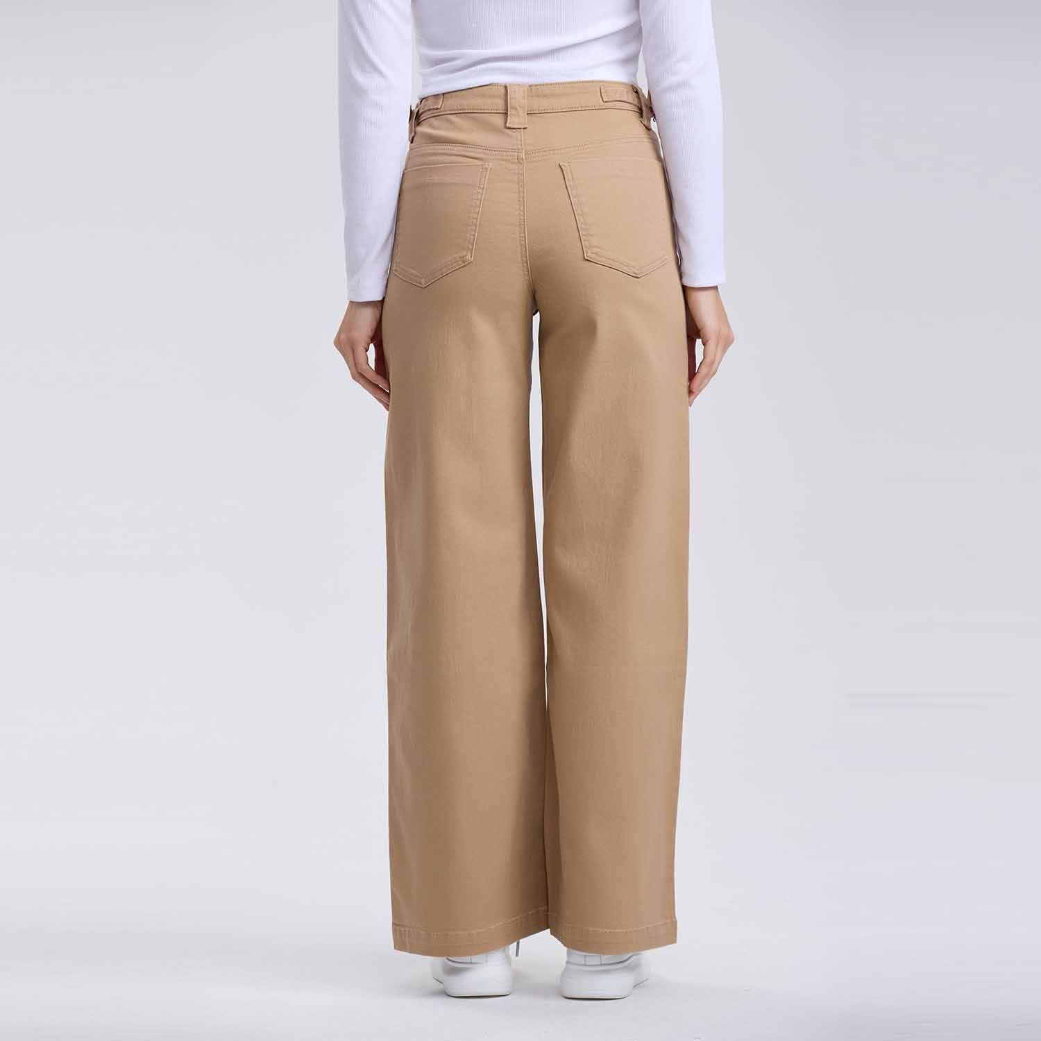 Jeans Mujer Wide Leg Cargo Camel-2