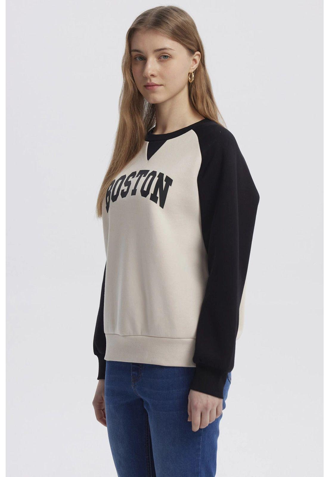 Polerón Mujer Mangas Contraste Negro-1