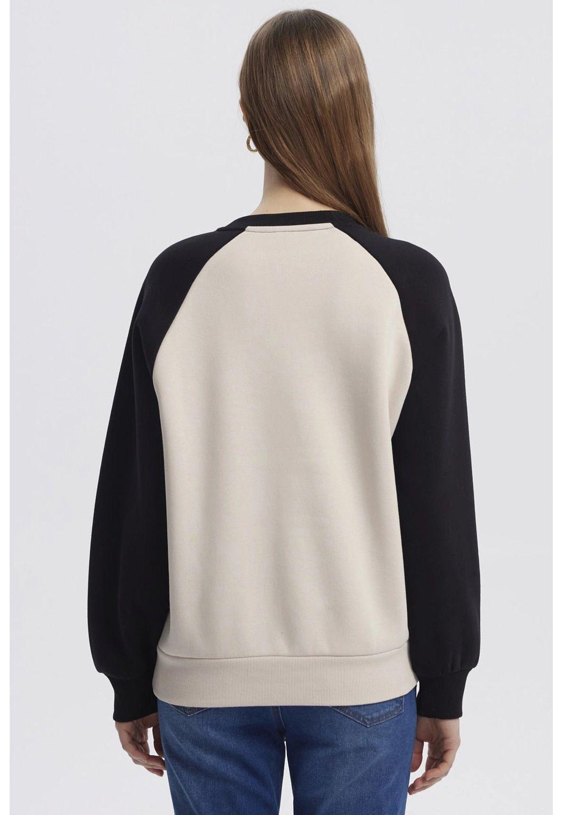 Polerón Mujer Mangas Contraste Negro-2