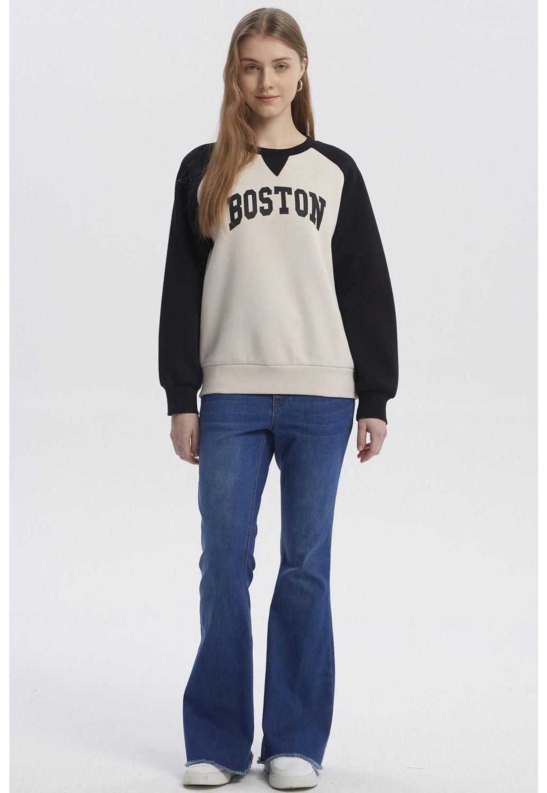 Polerón Mujer Mangas Contraste Negro-3