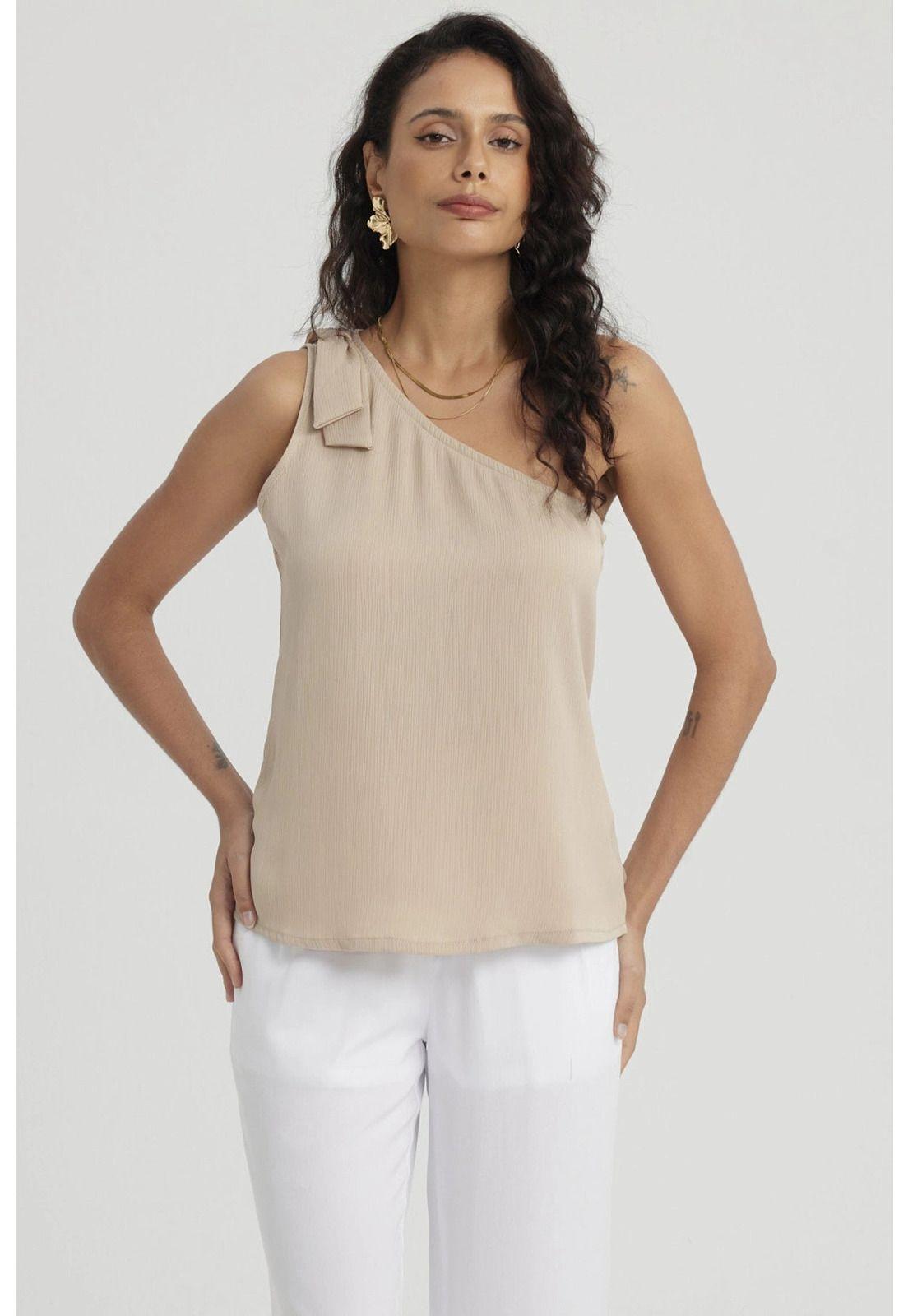 Blusa Mujer Hombro Asimétrico Naranjo-0