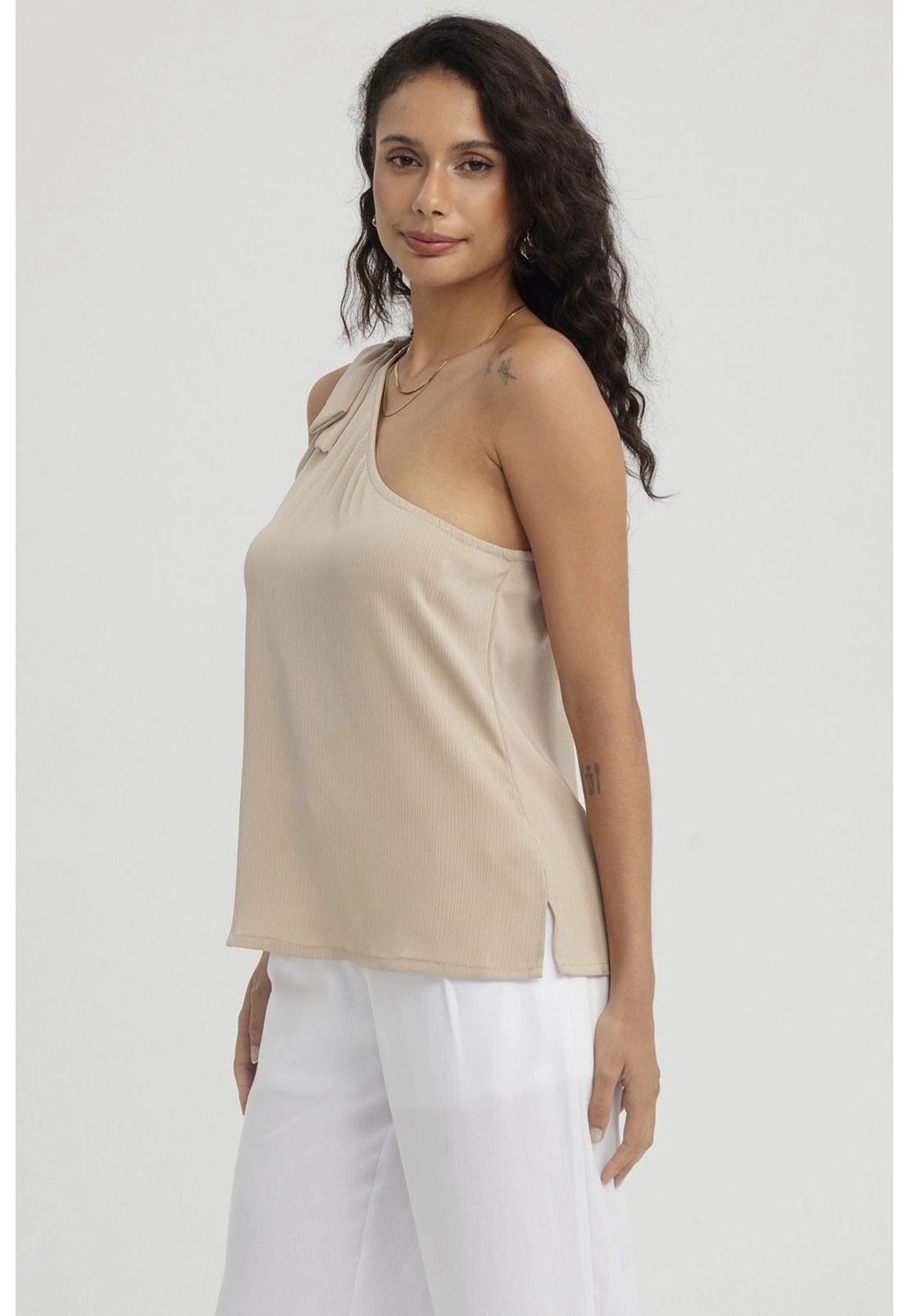 Blusa Mujer Hombro Asimétrico Naranjo-1