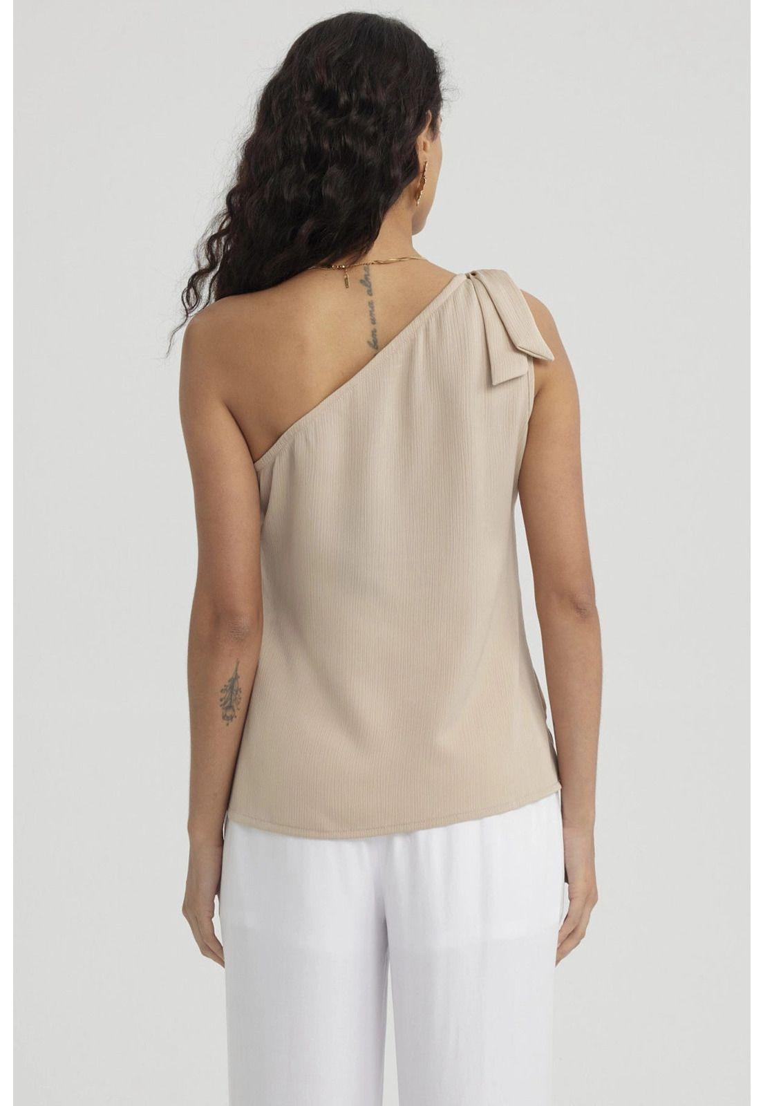 Blusa Mujer Hombro Asimétrico Naranjo-2