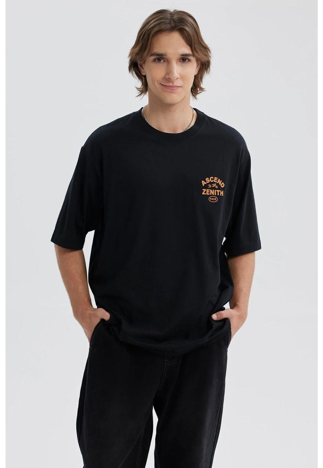 Polera Hombre Doble Print Negro - VIII-0
