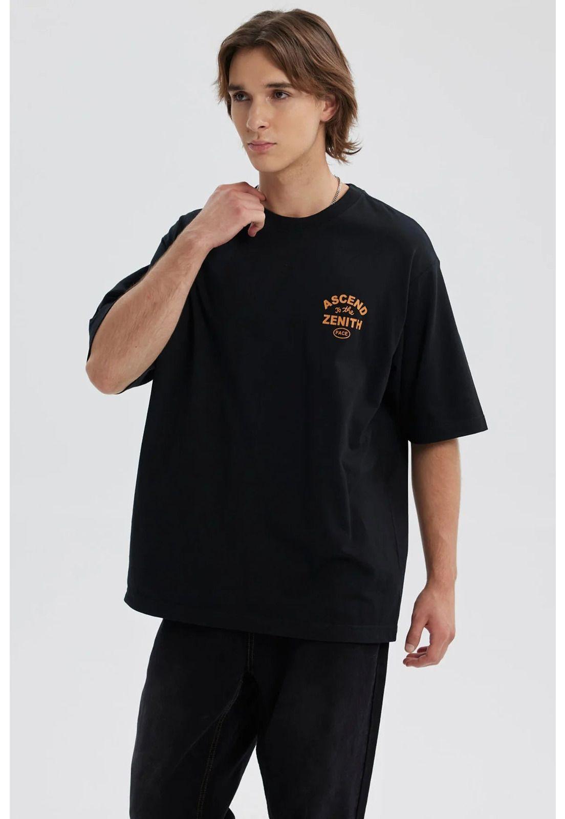 Polera Hombre Doble Print Negro - VIII-1