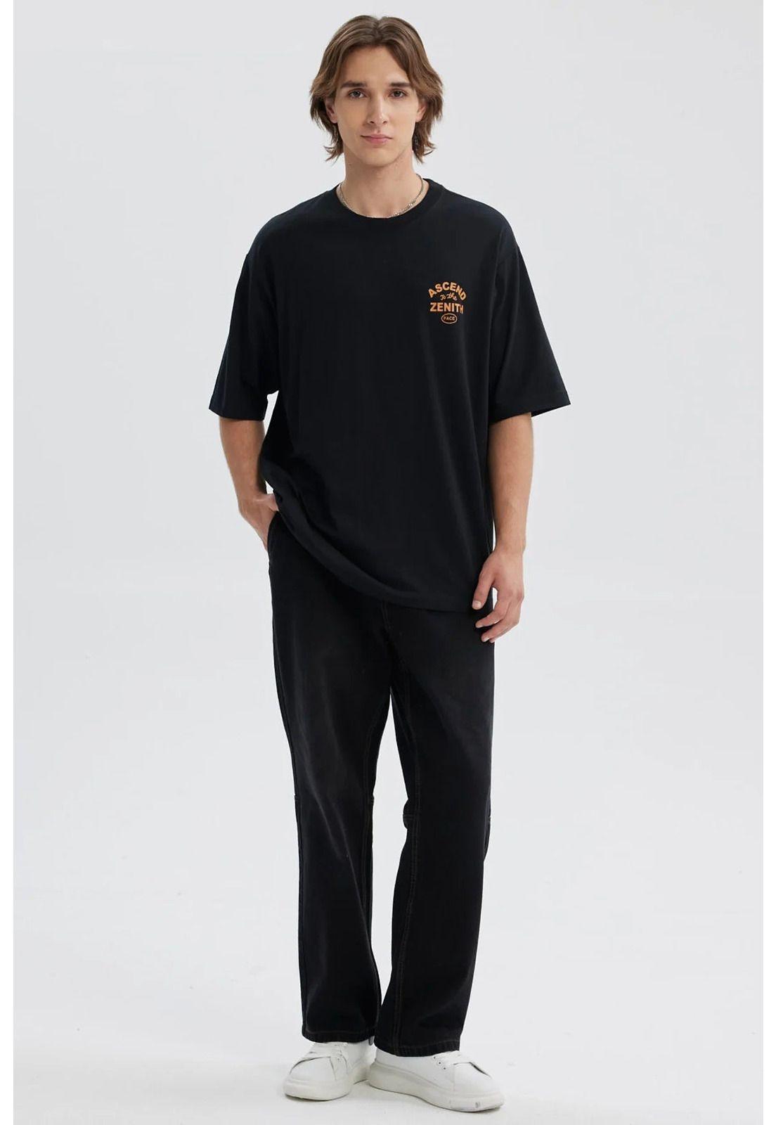 Polera Hombre Doble Print Negro - VIII-3
