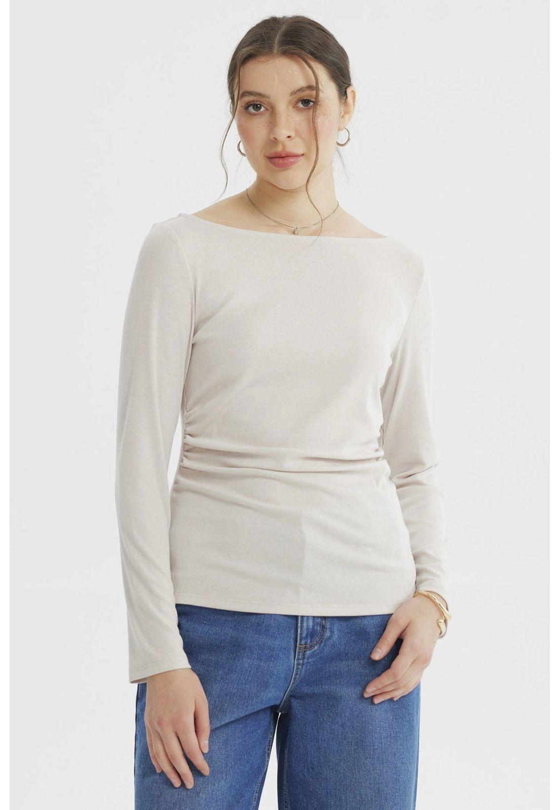 Polera Mujer Ajustado Arena-0