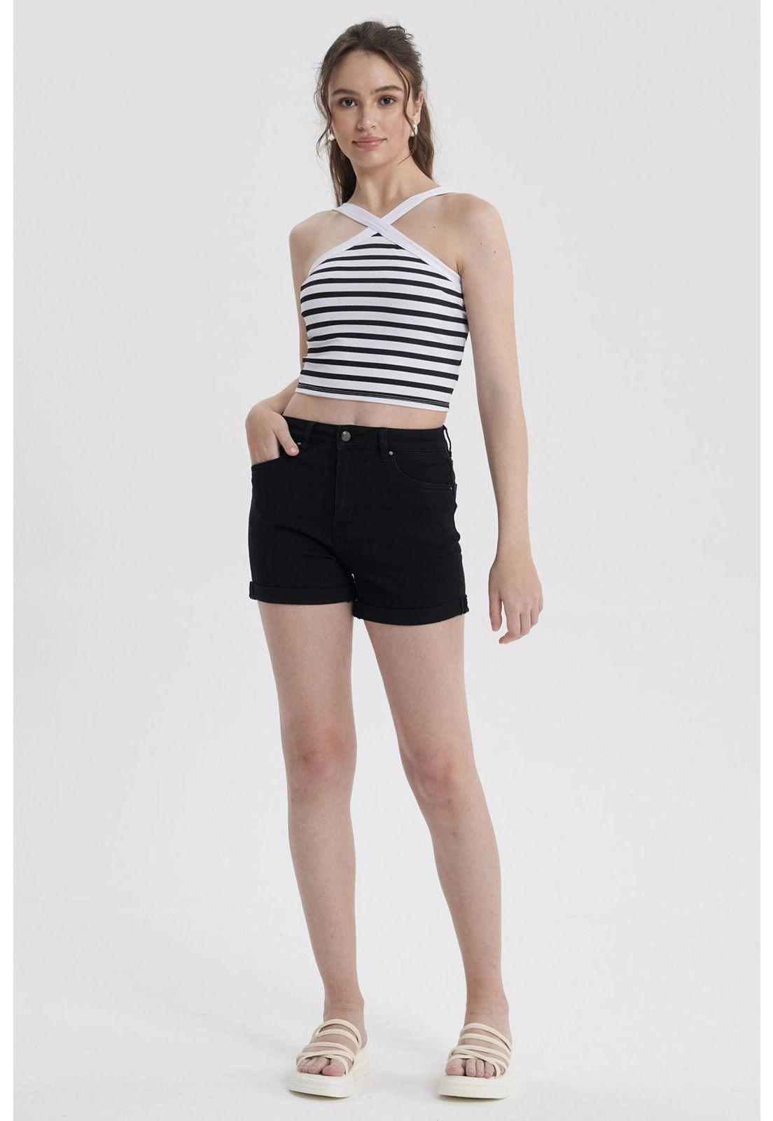 Polera Mujer Halter Cruzada Negro-3