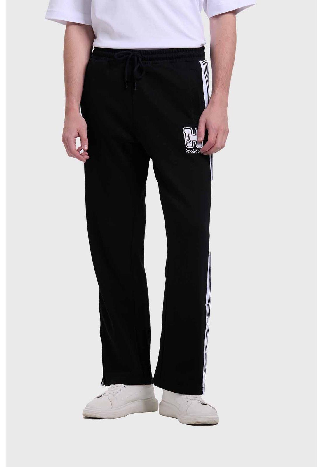 Pantalón Buzo Hombre Aplicación Print Negro-0