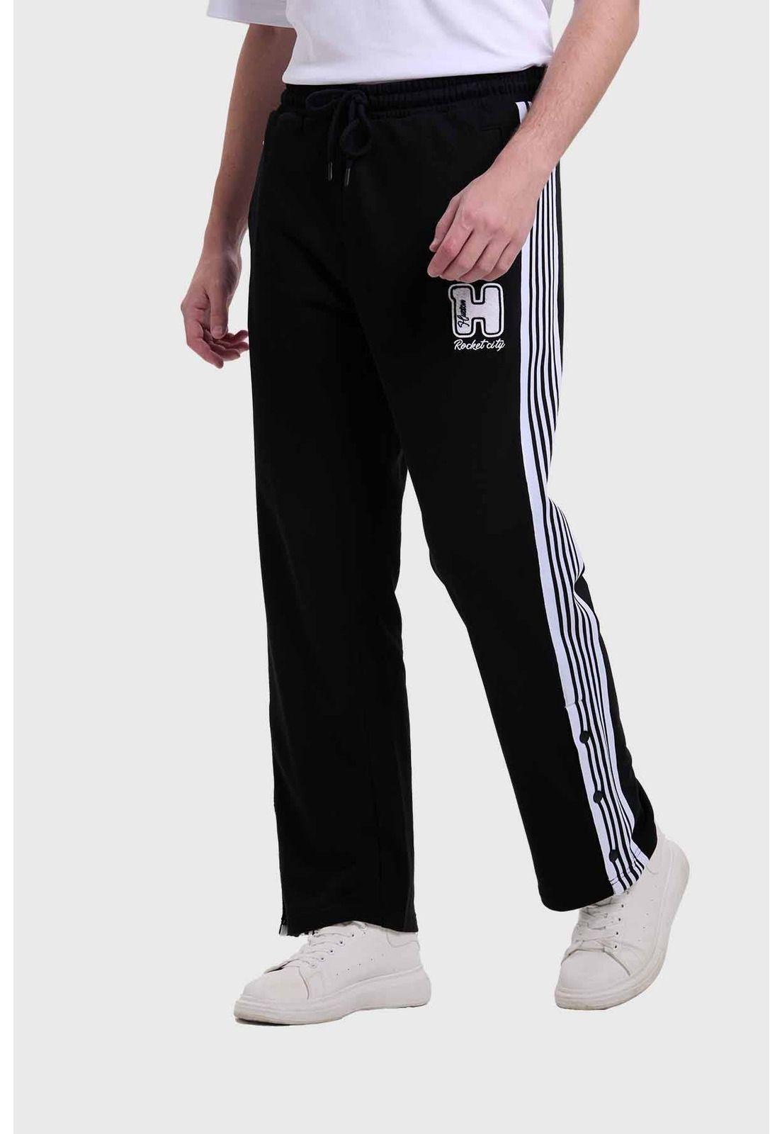 Pantalón Buzo Hombre Aplicación Print Negro-1