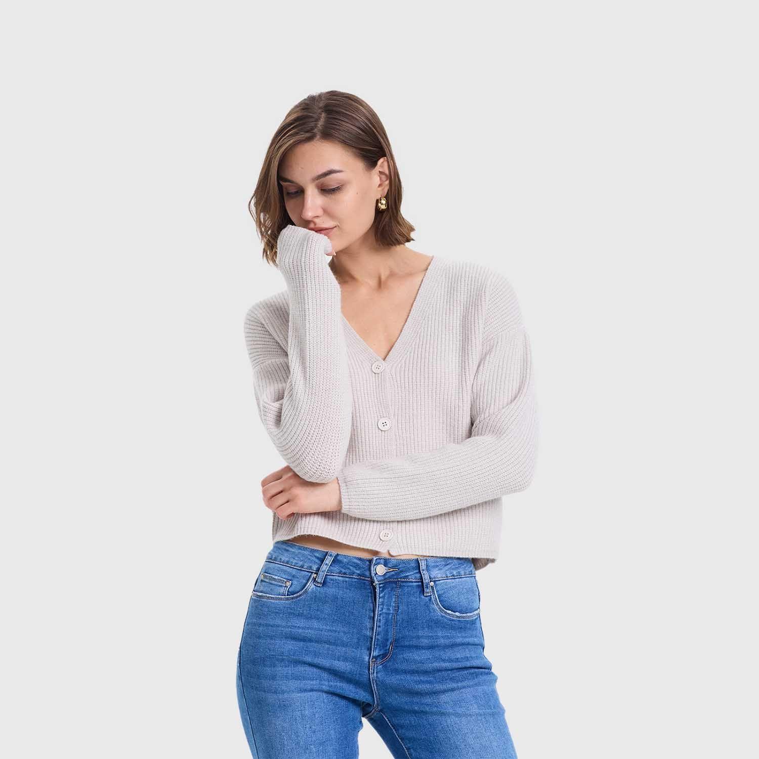 Sweater Mujer Abotonado Gris Perla Fashion's Park-1