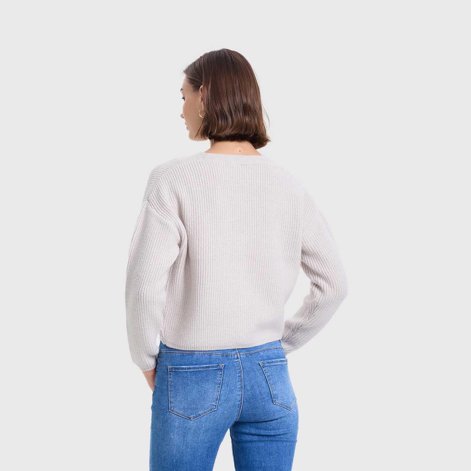 Sweater Mujer Abotonado Gris Perla Fashion's Park-2