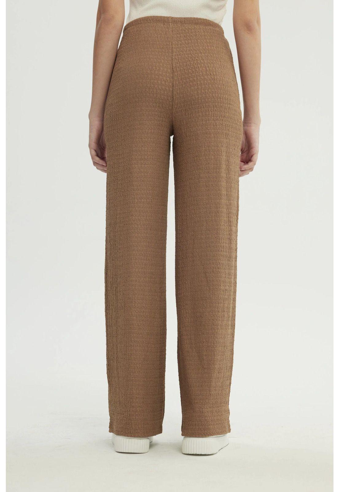 Pantalón Mujer Wide Leg Café Claro-2
