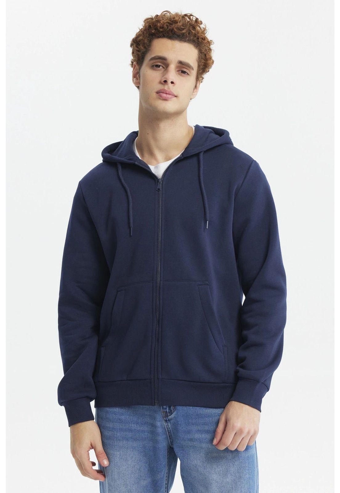 Polerón Hombre Full Zipper Básico Azul Oscuro-0