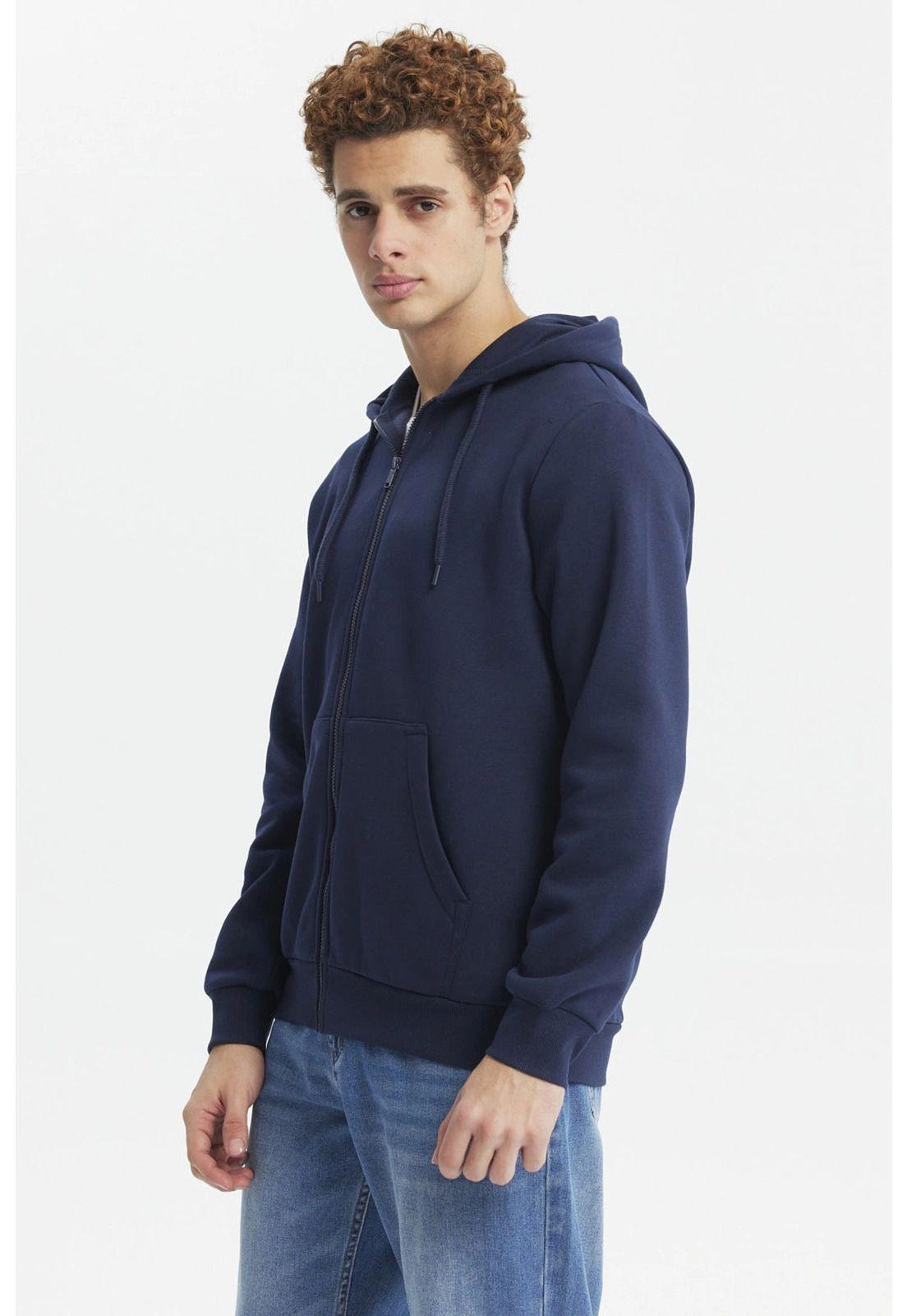 Polerón Hombre Full Zipper Básico Azul Oscuro-1