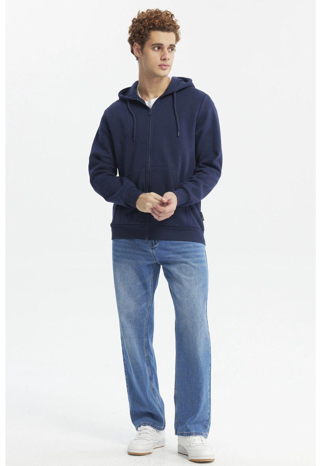 Polerón Hombre Full Zipper Básico Azul Oscuro-3