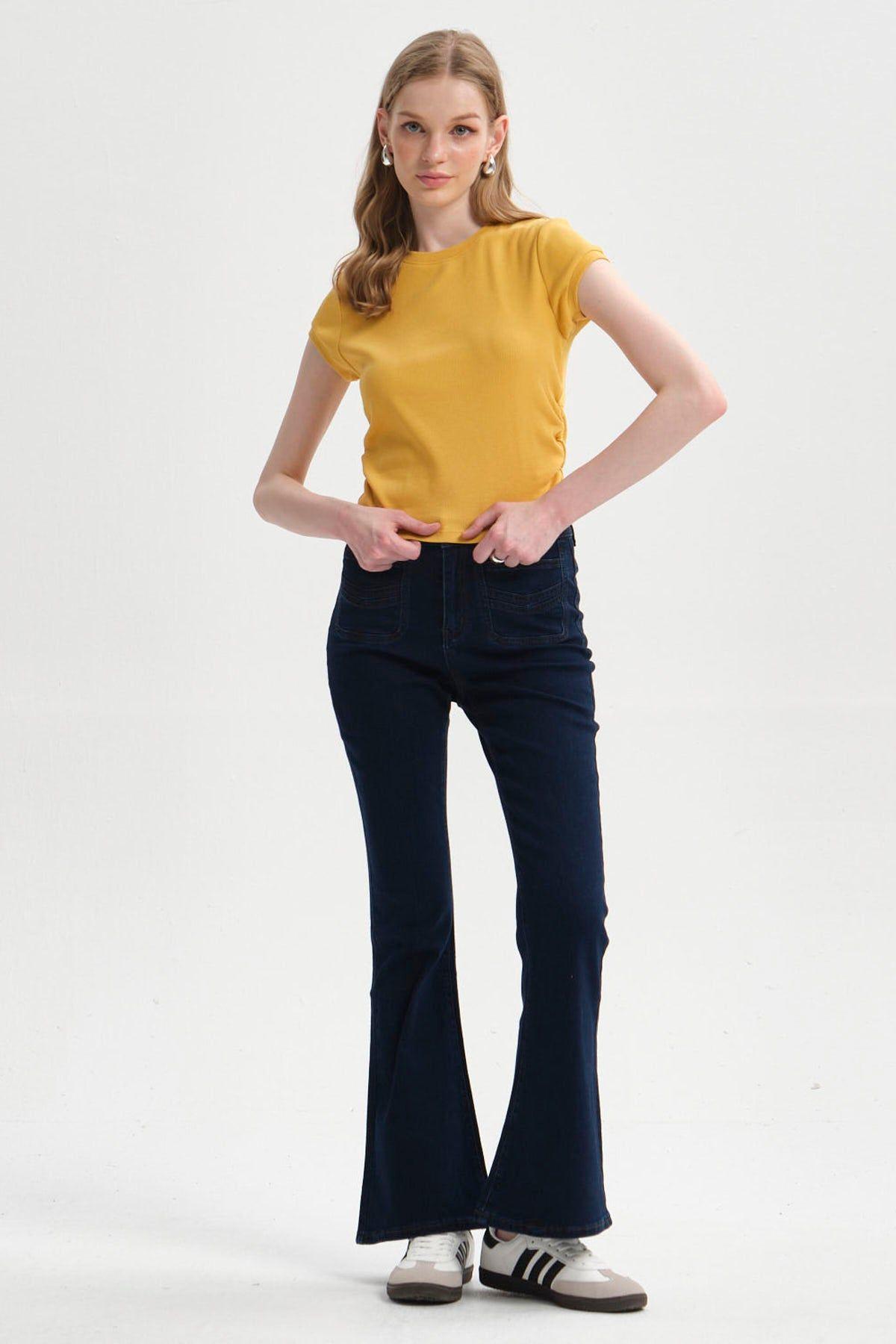 Polera Mujer Cropped Amarillo-3