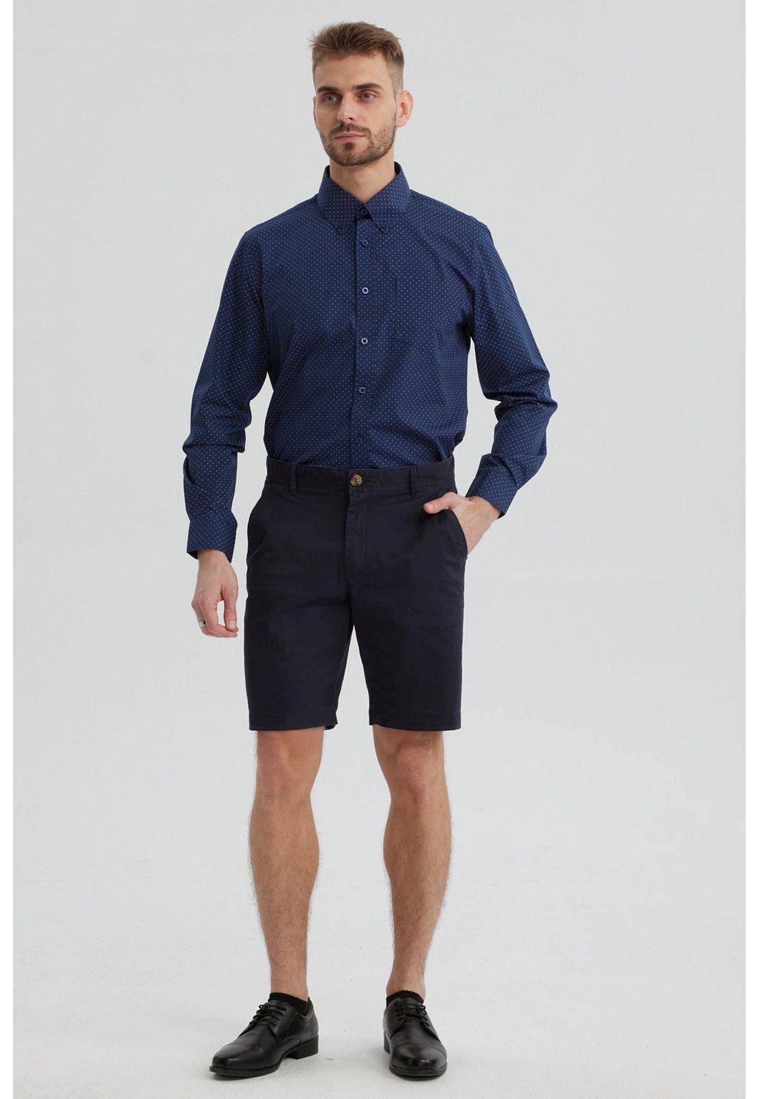 Bermuda Hombre Chino Básico Azul Marino-3