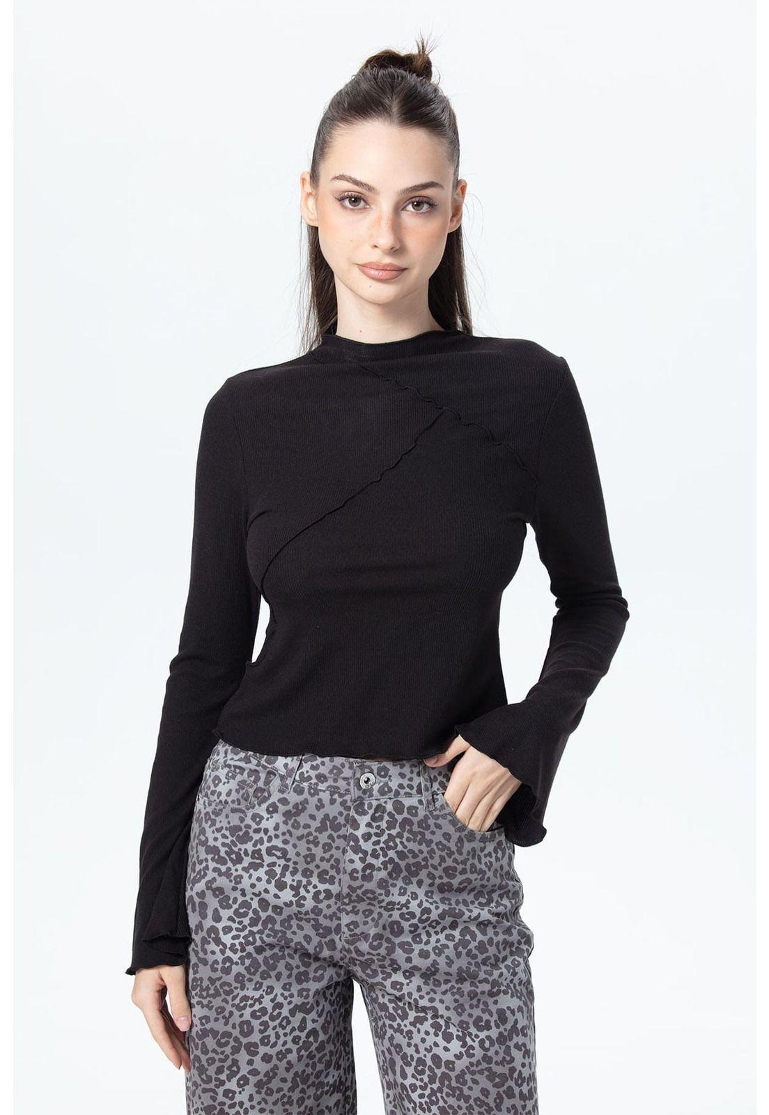 Polera Mujer Patchwork Negro-0