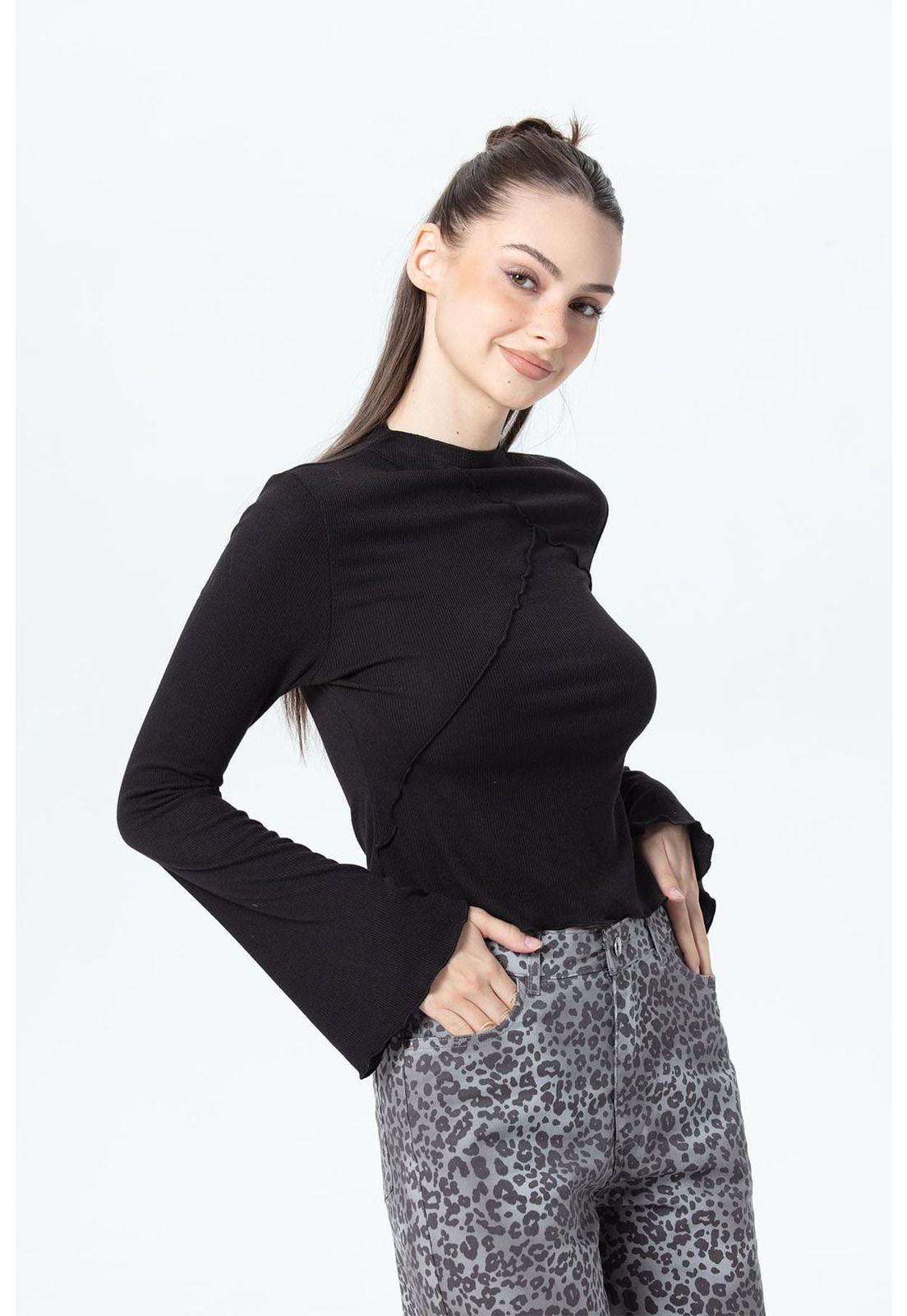 Polera Mujer Patchwork Negro-1