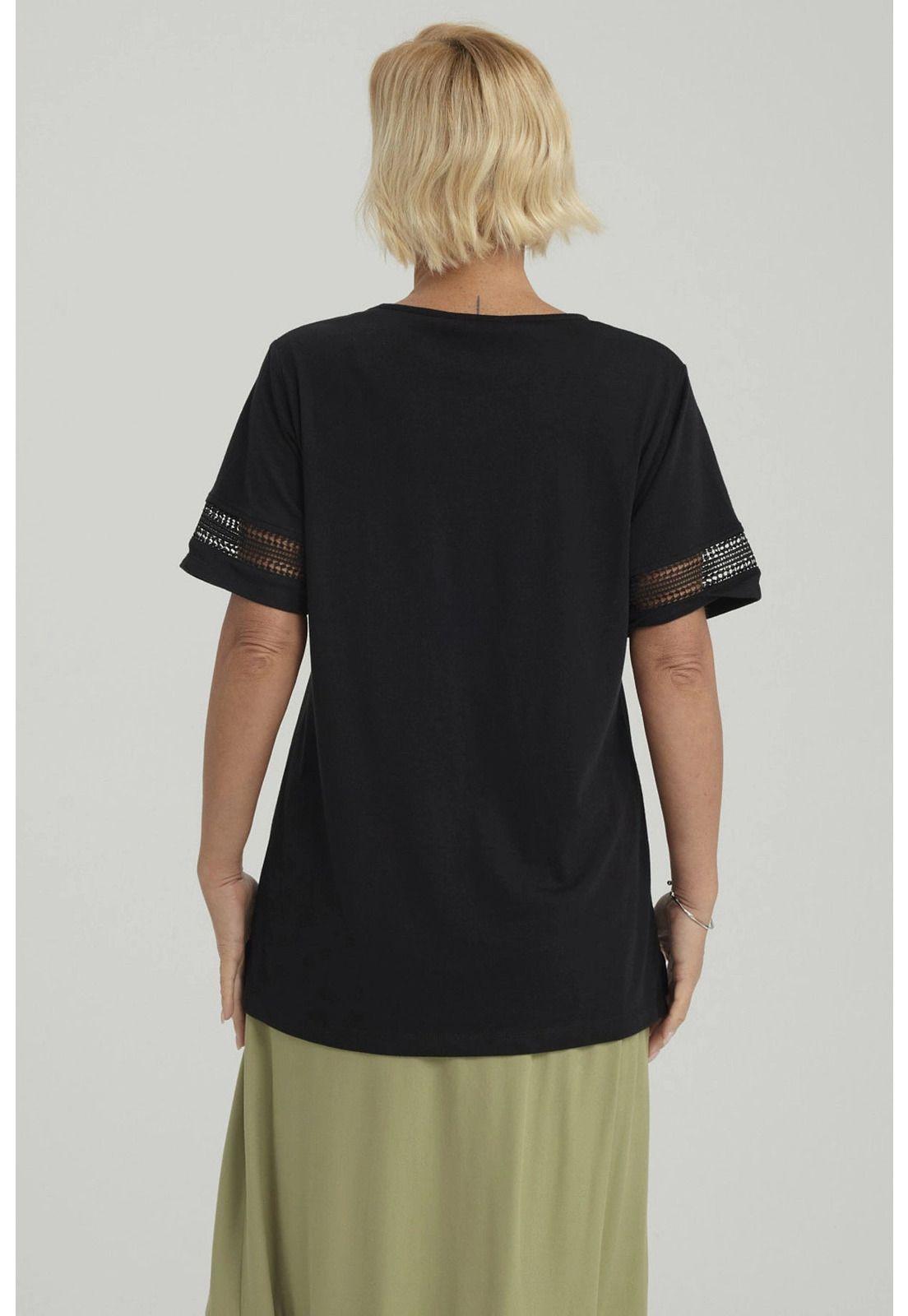 Polera Mujer Detalle Macramé Negro-6