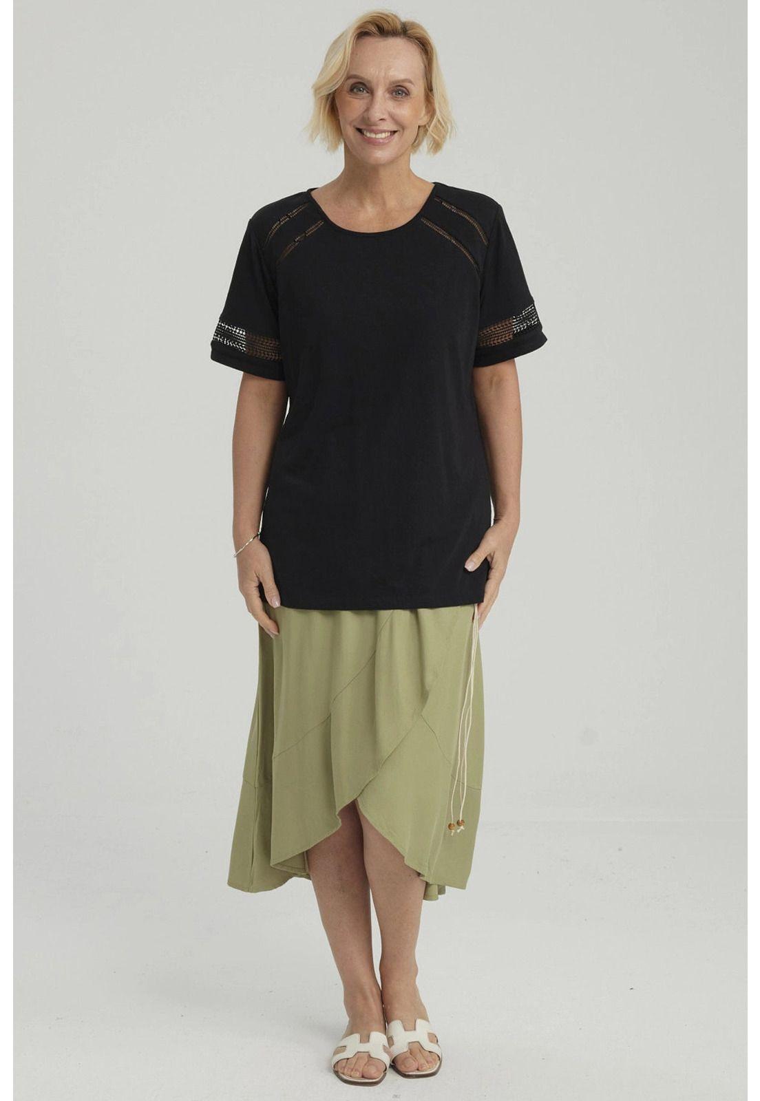 Polera Mujer Detalle Macramé Negro-7