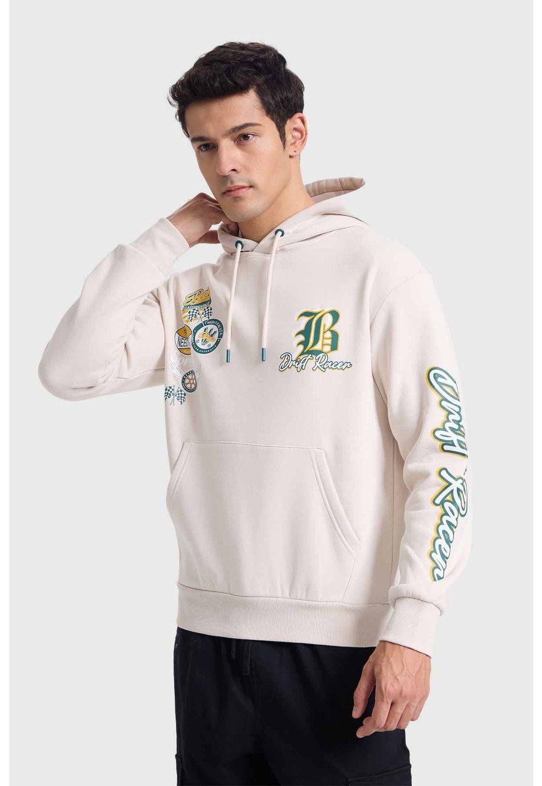 Polerón Hombre Hoodie Print Beige-1