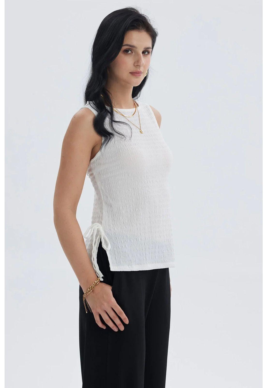 Polera Mujer Textura Abertura Crudo-1