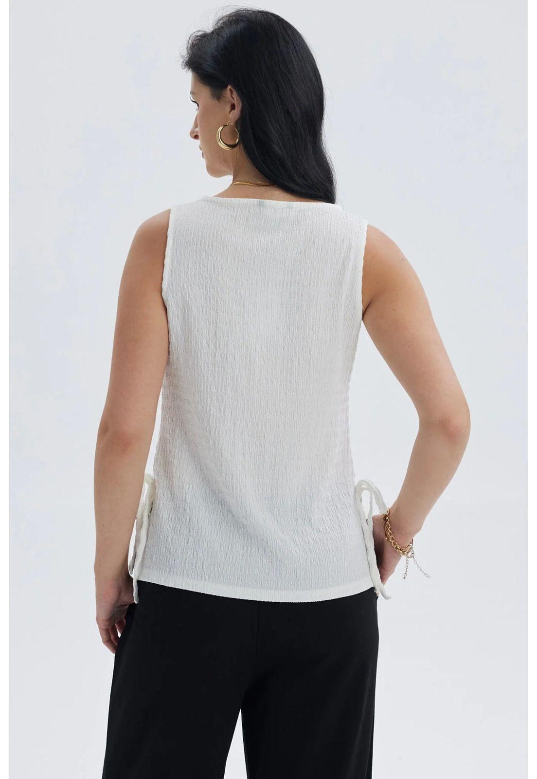 Polera Mujer Textura Abertura Crudo-2