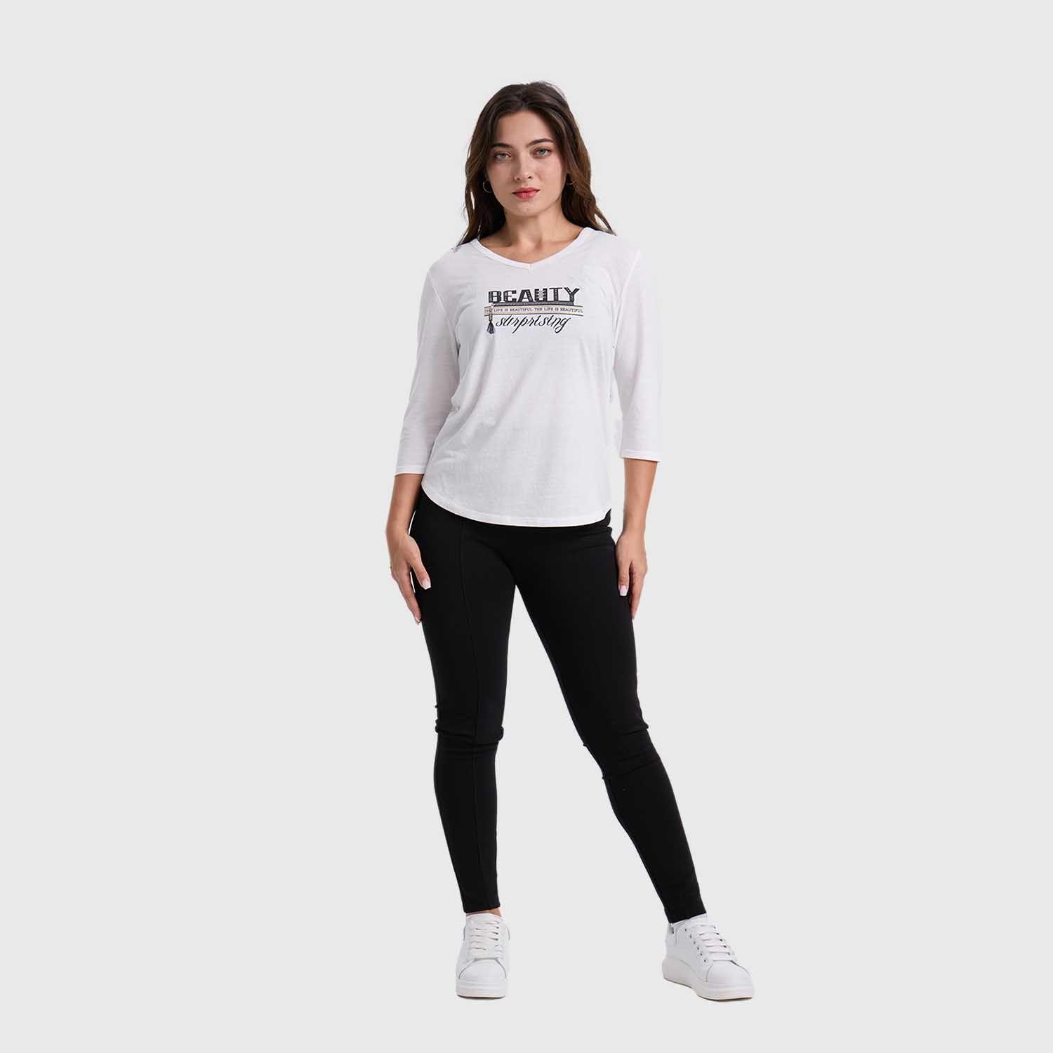 Polera Mujer Larga Aplicación Crudo Fashion´s Park-3