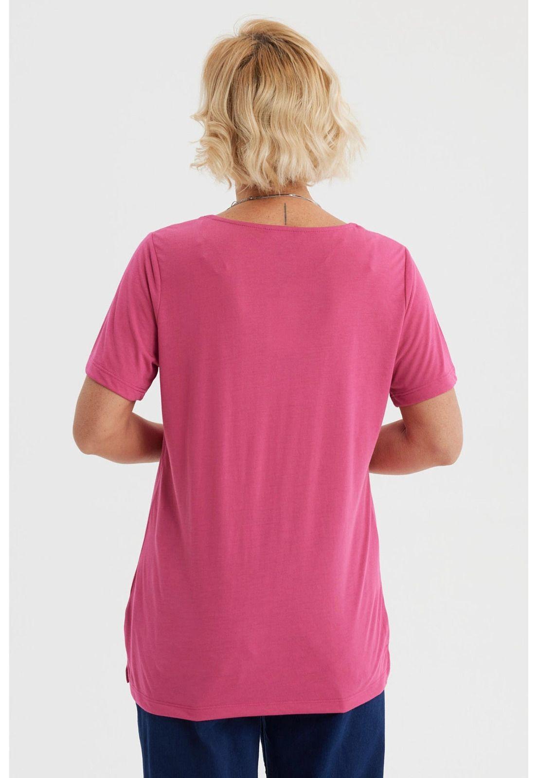 Polera Mujer Detalle Cuello Magenta-2