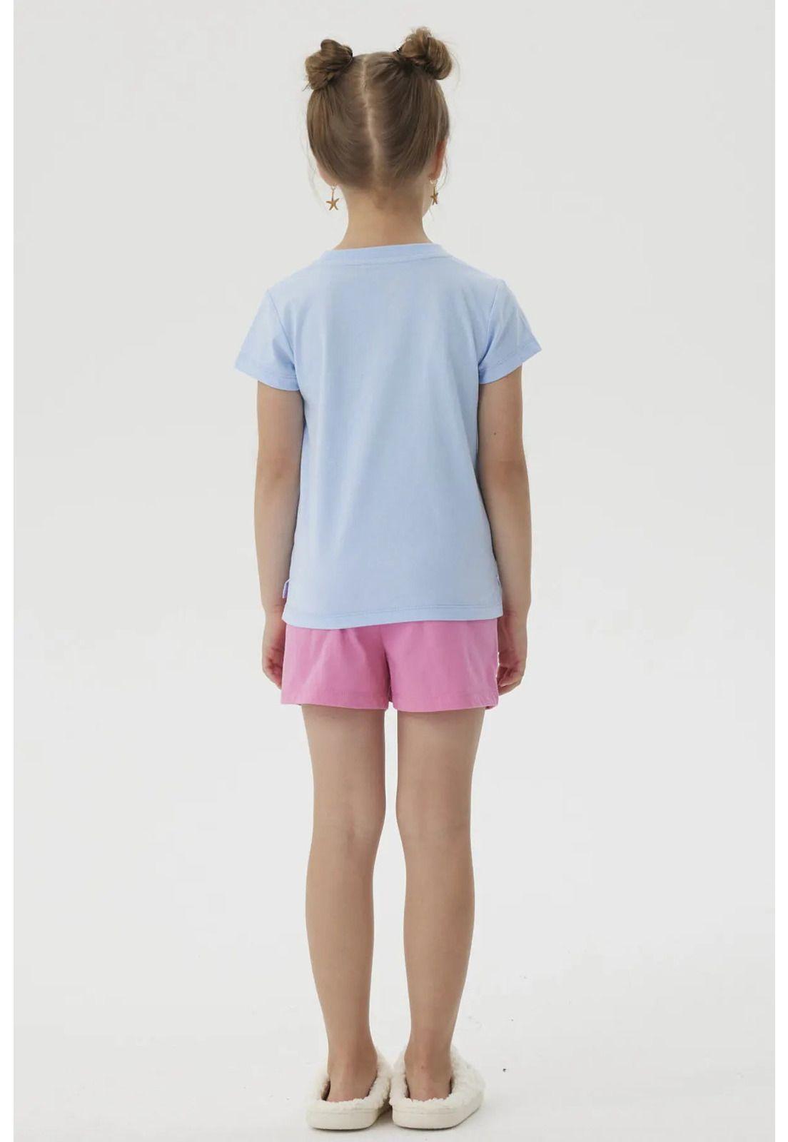 Pijama Niña Short Stitch Celeste-2