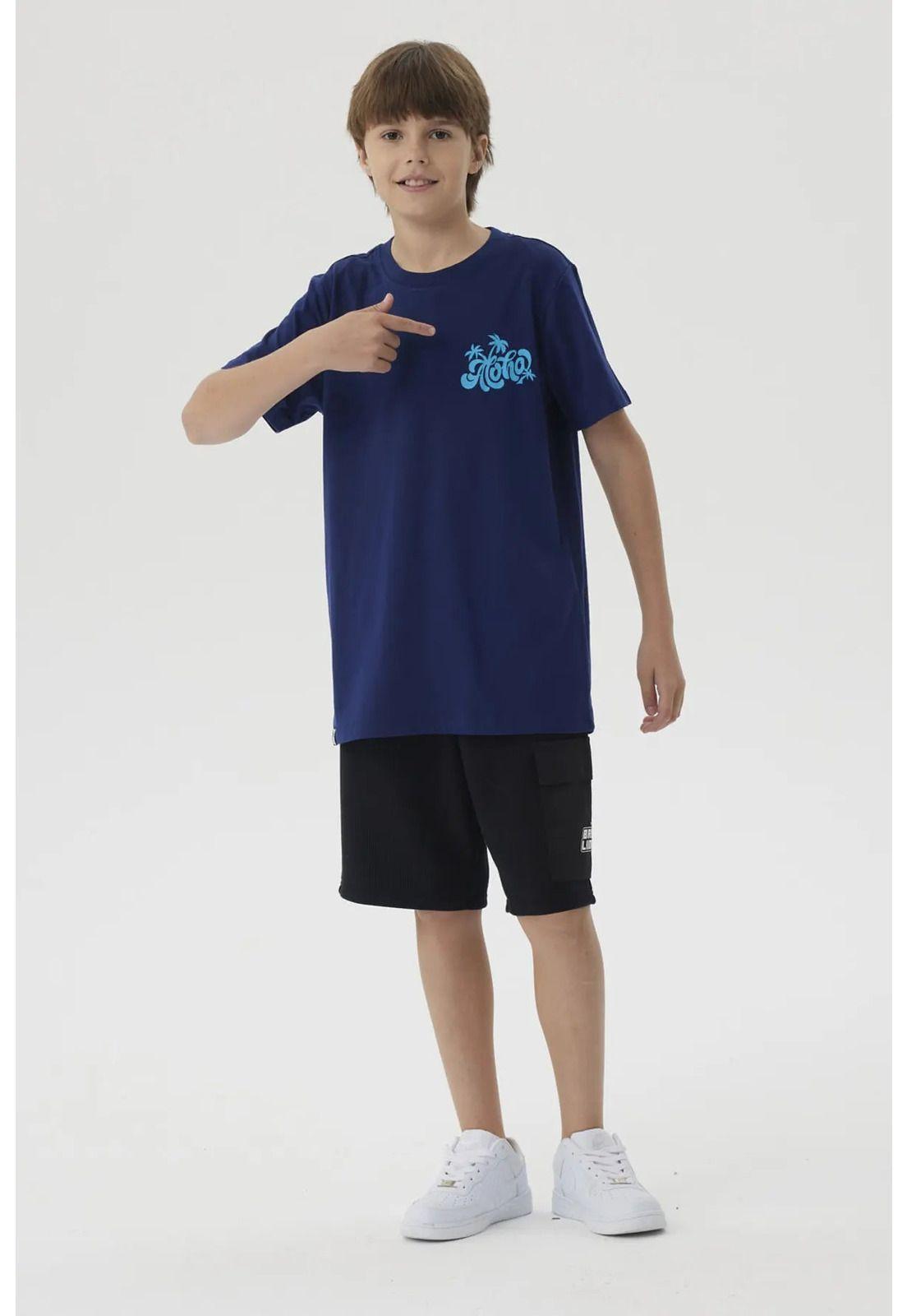 Polera Niño Mini Print Posicional Azul Oscuro-7