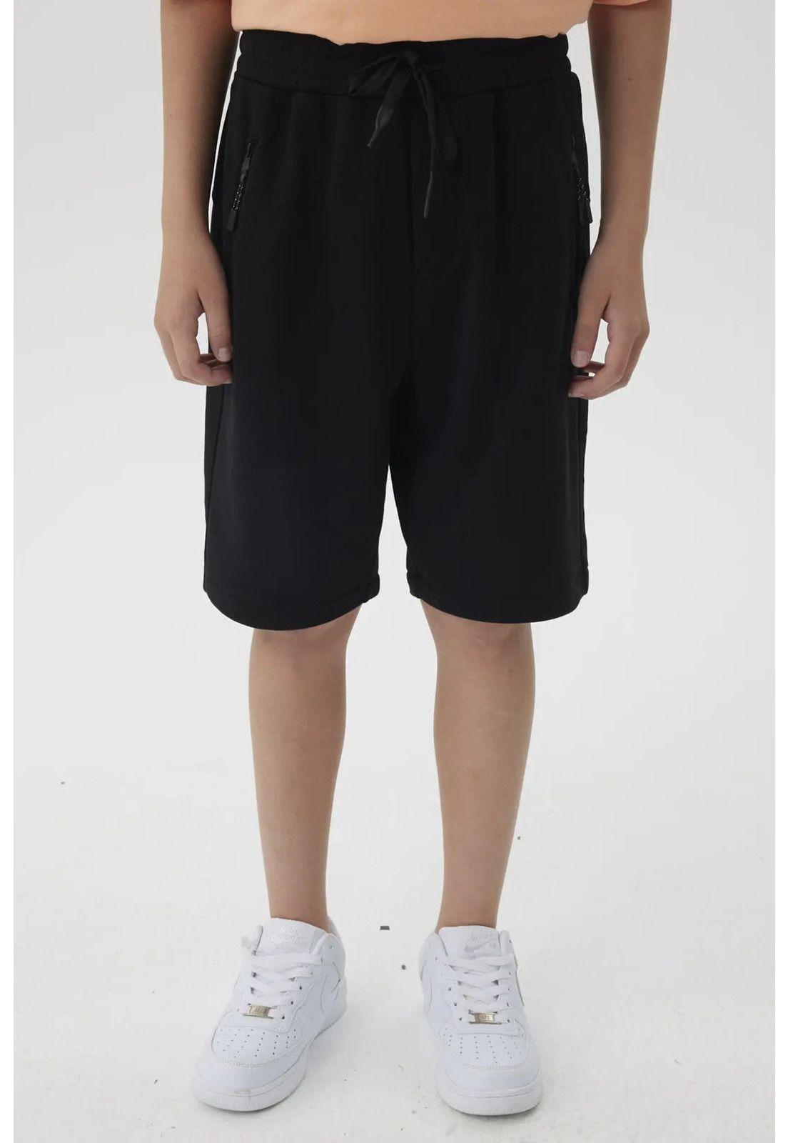 Bermuda Niño Franela Con Cierre Negro-0