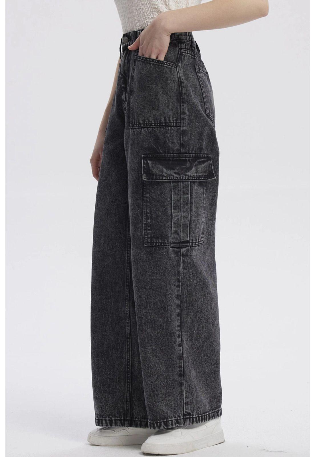 Jeans Mujer Baggy Gris-1