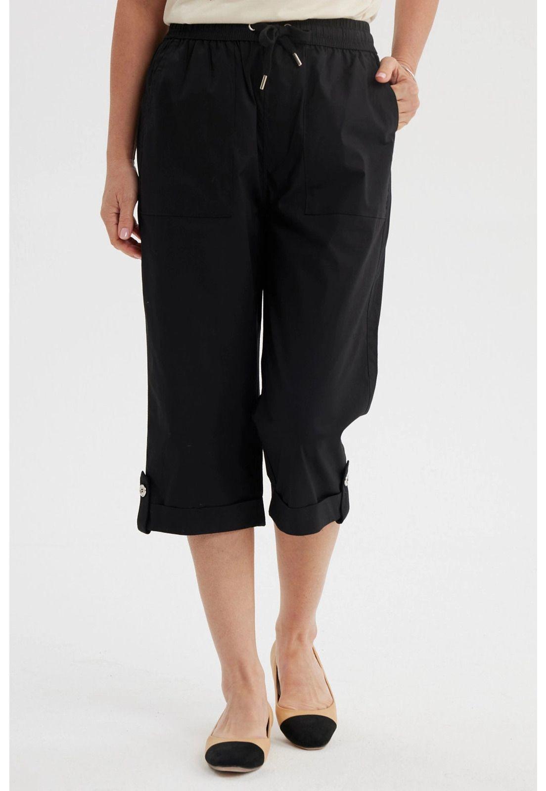 Pantalón Pescador Mujer Con Cortes Y Aperturas Negro-0