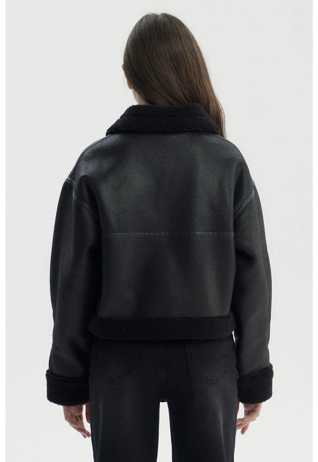 Chaqueta Niña Cuello Camisero Negro-2