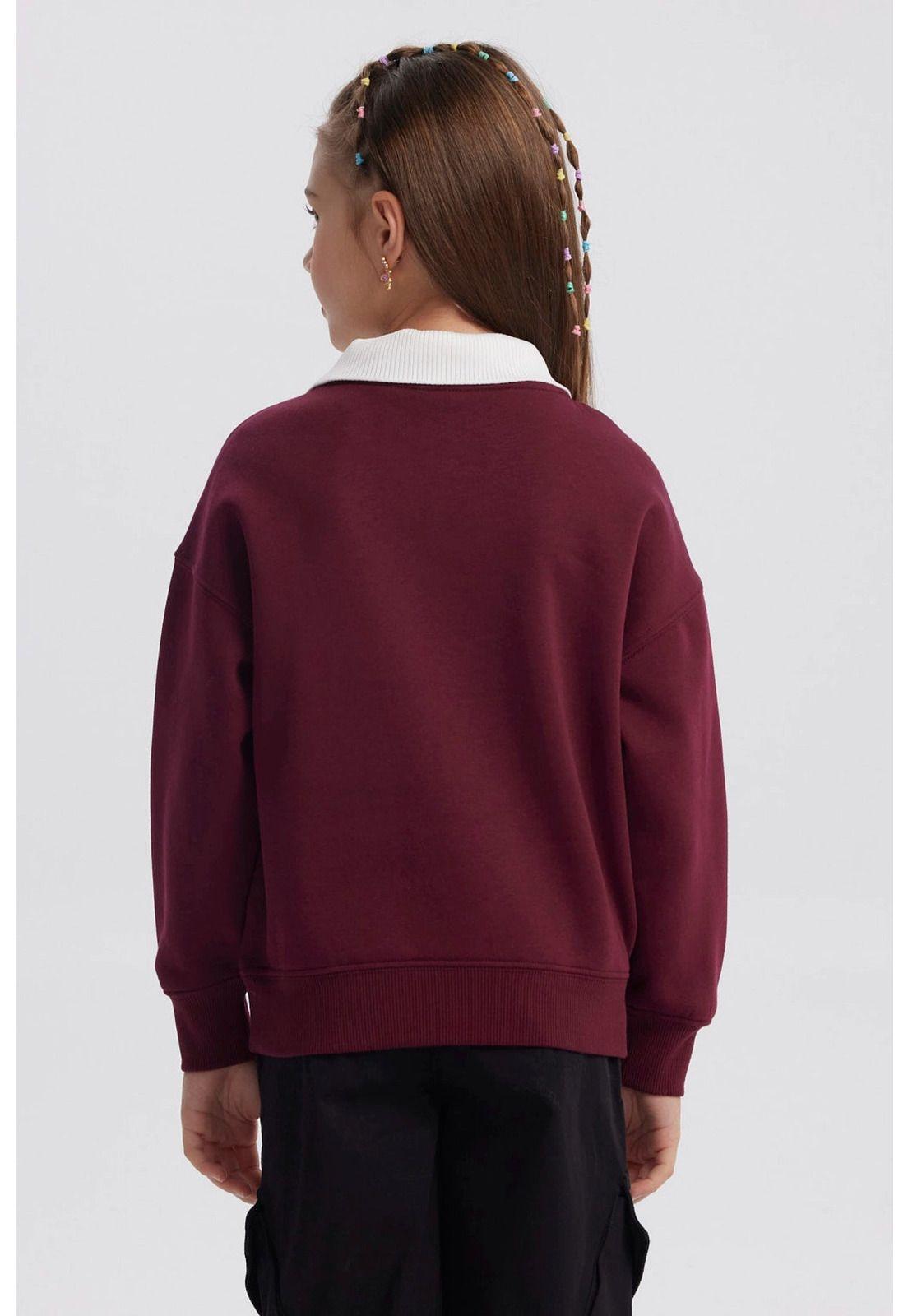 Polerón Niña Cuello Camisero Burdeo - ll-2