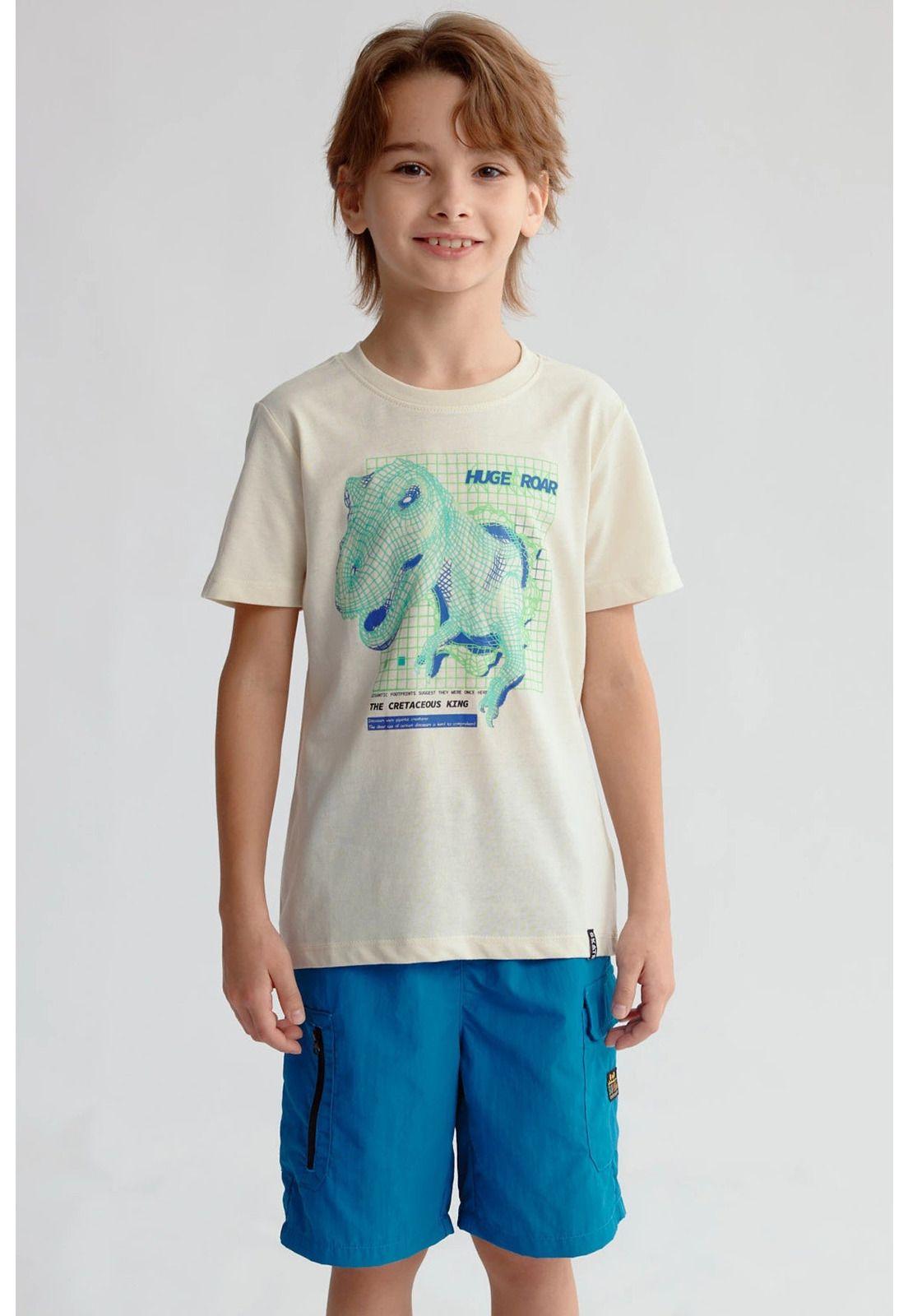 Polera Niño Básica Estampada Crudo-0