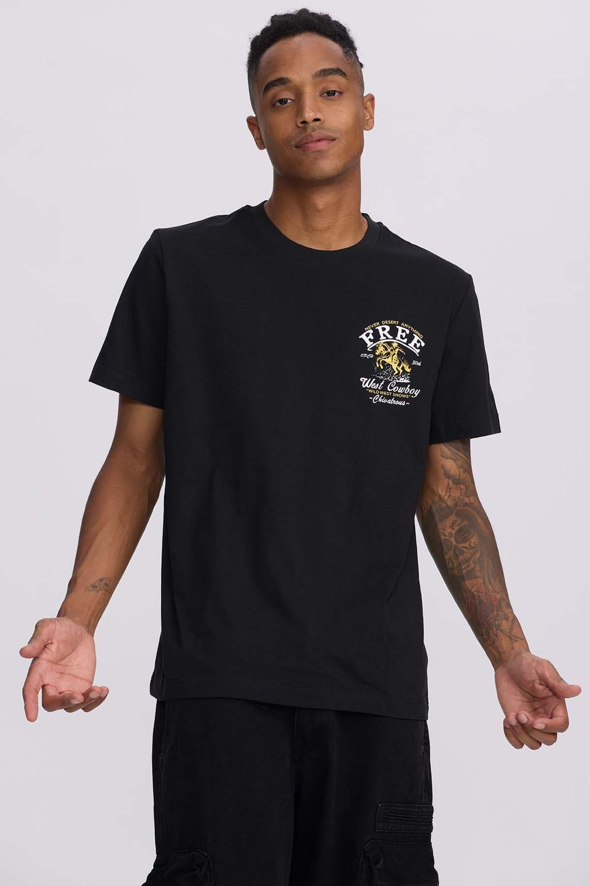 Polera Hombre Doble Print Negro-0
